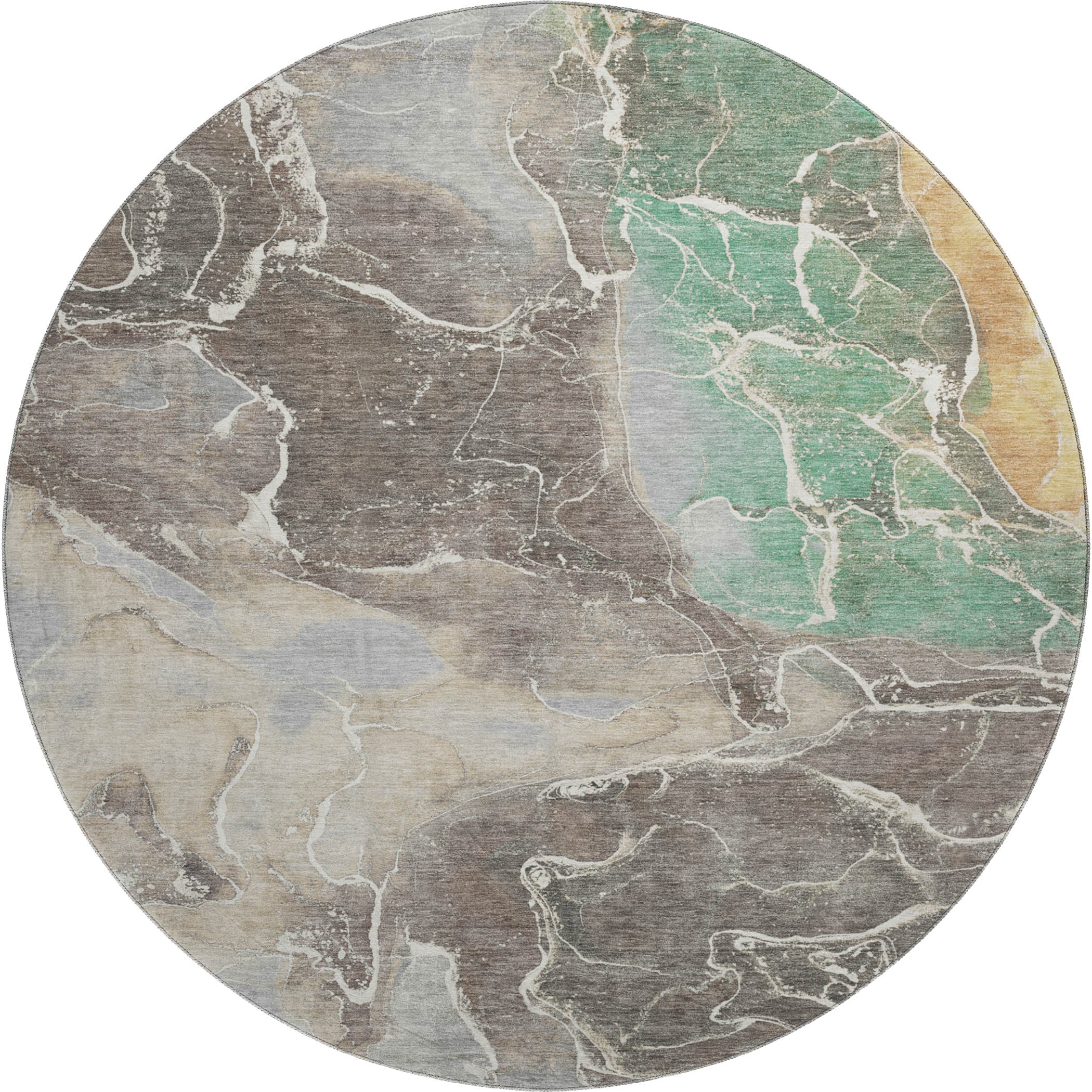 Colombo Machine Washable Transitional Taupe Brown Rug 8' x 8' #shape_Round
