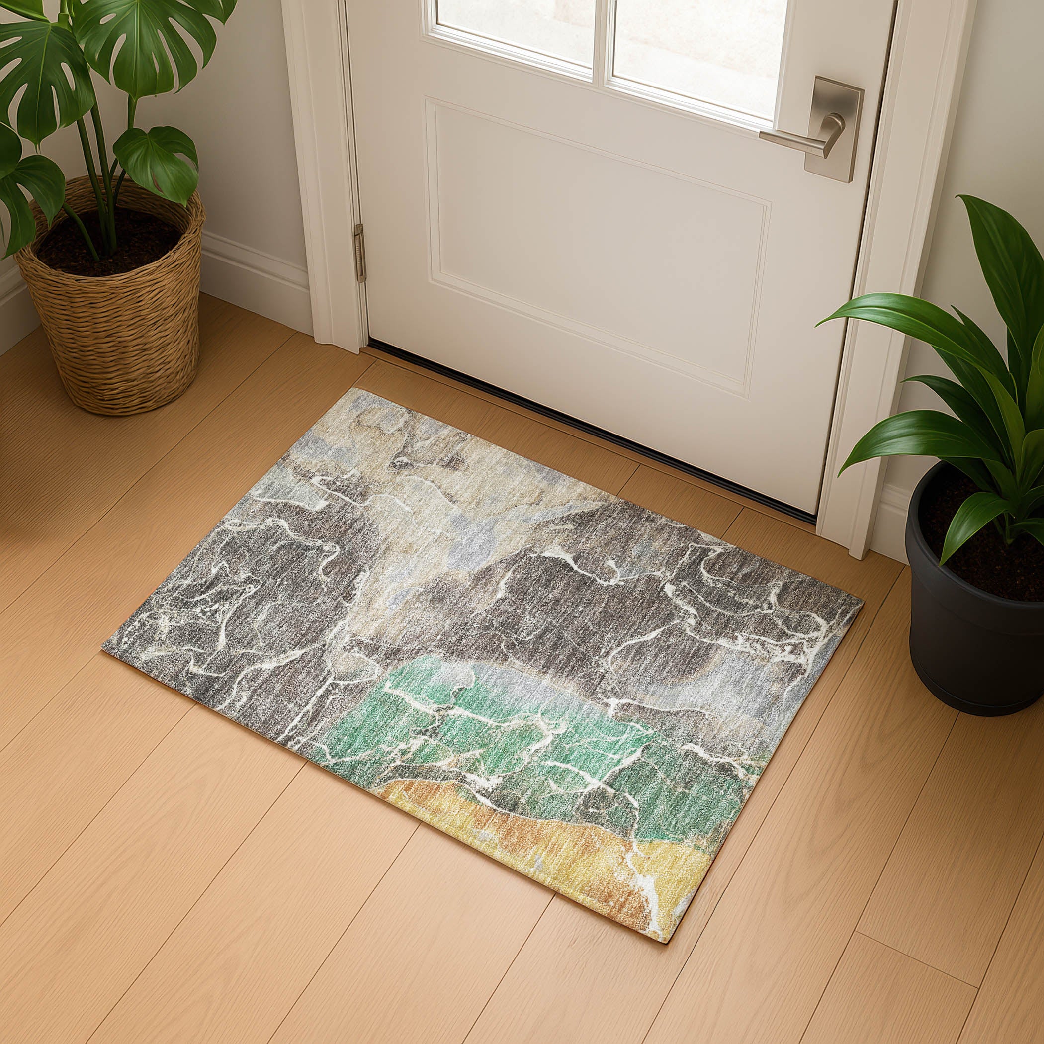 Colombo Machine Washable Transitional Taupe Brown Rug 1'8" x 2'6" #shape_Rectangle