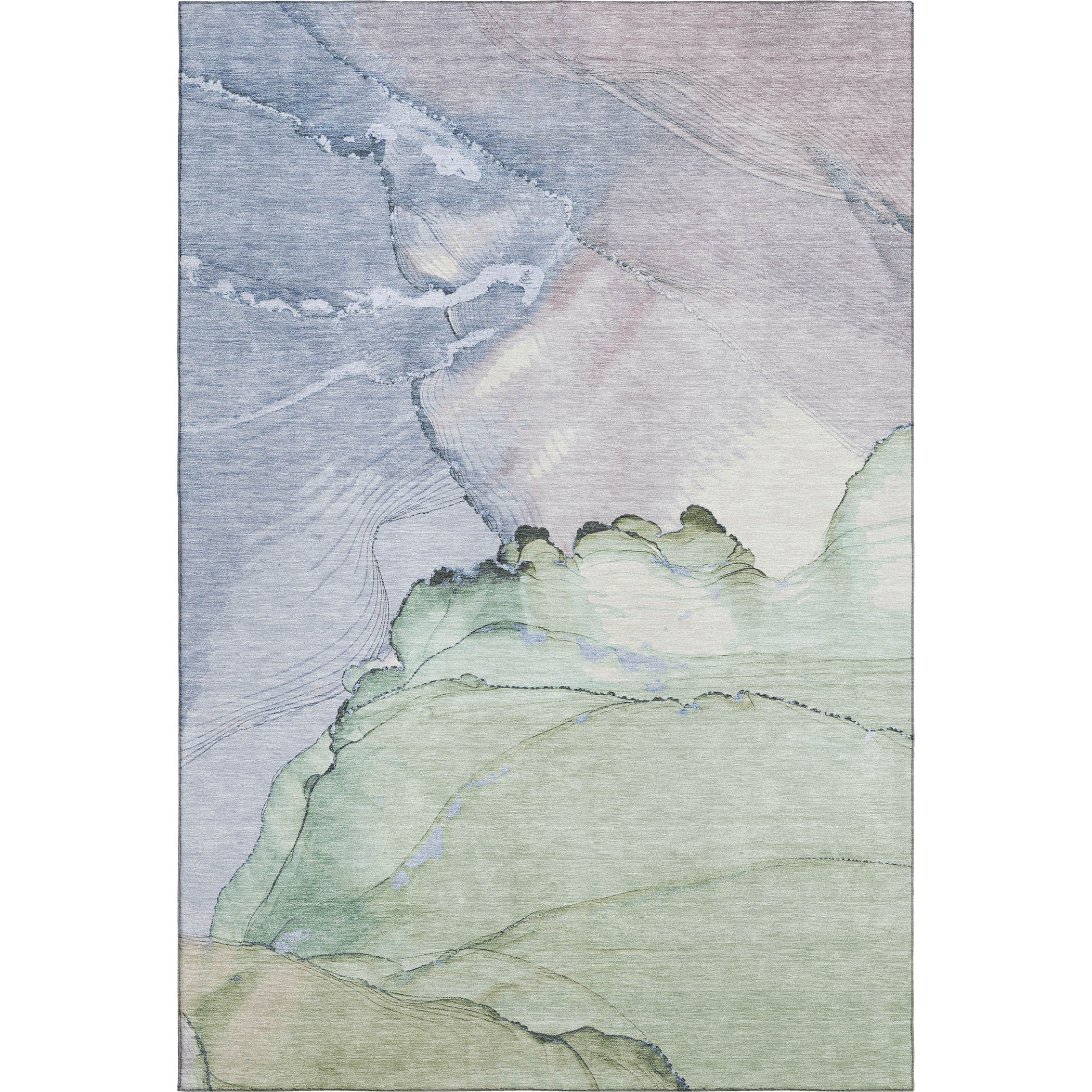 Bruges Machine Washable Transitional Aloe Green Rug 2'6" x 3'10" #shape_Rectangle