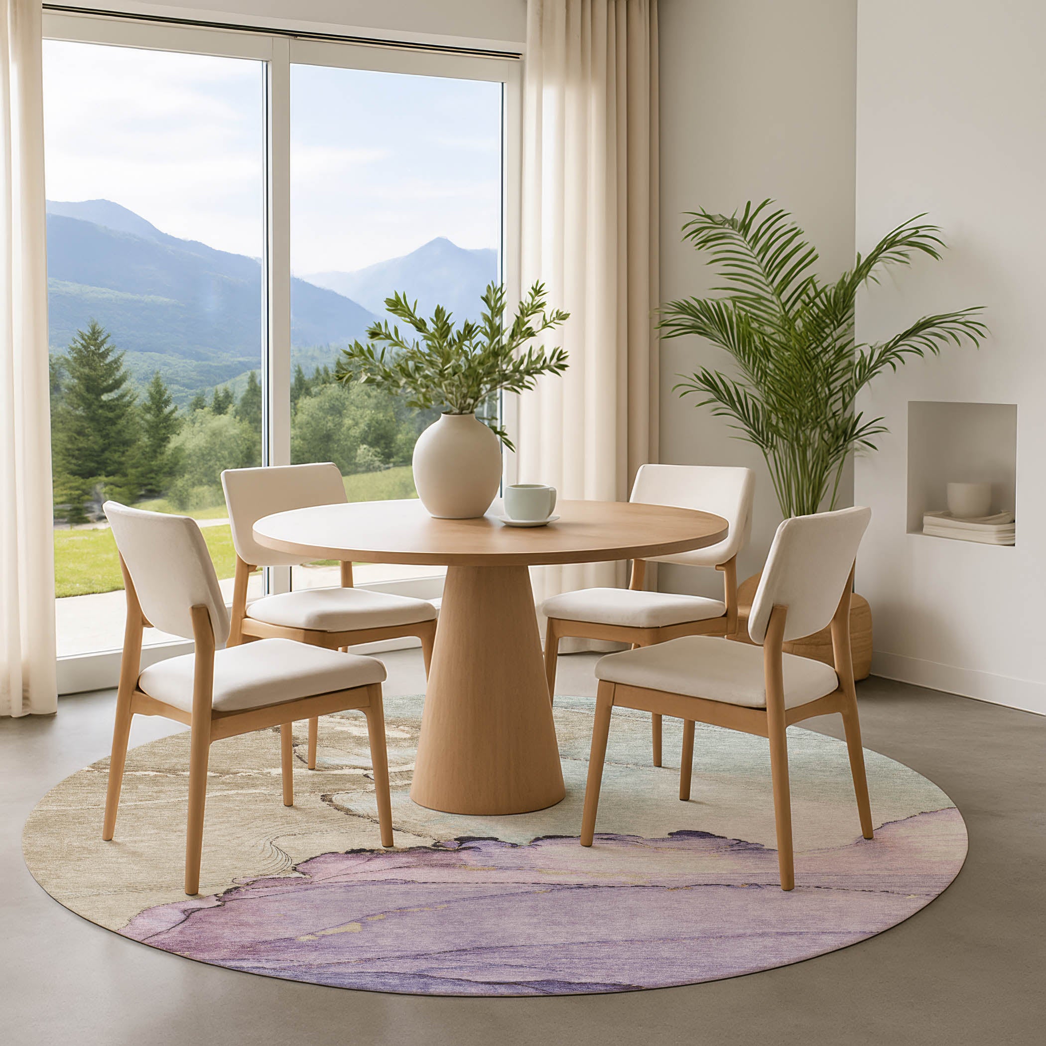 Bruges Machine Washable Transitional Lavender Purple Rug 8' x 8' #shape_Round