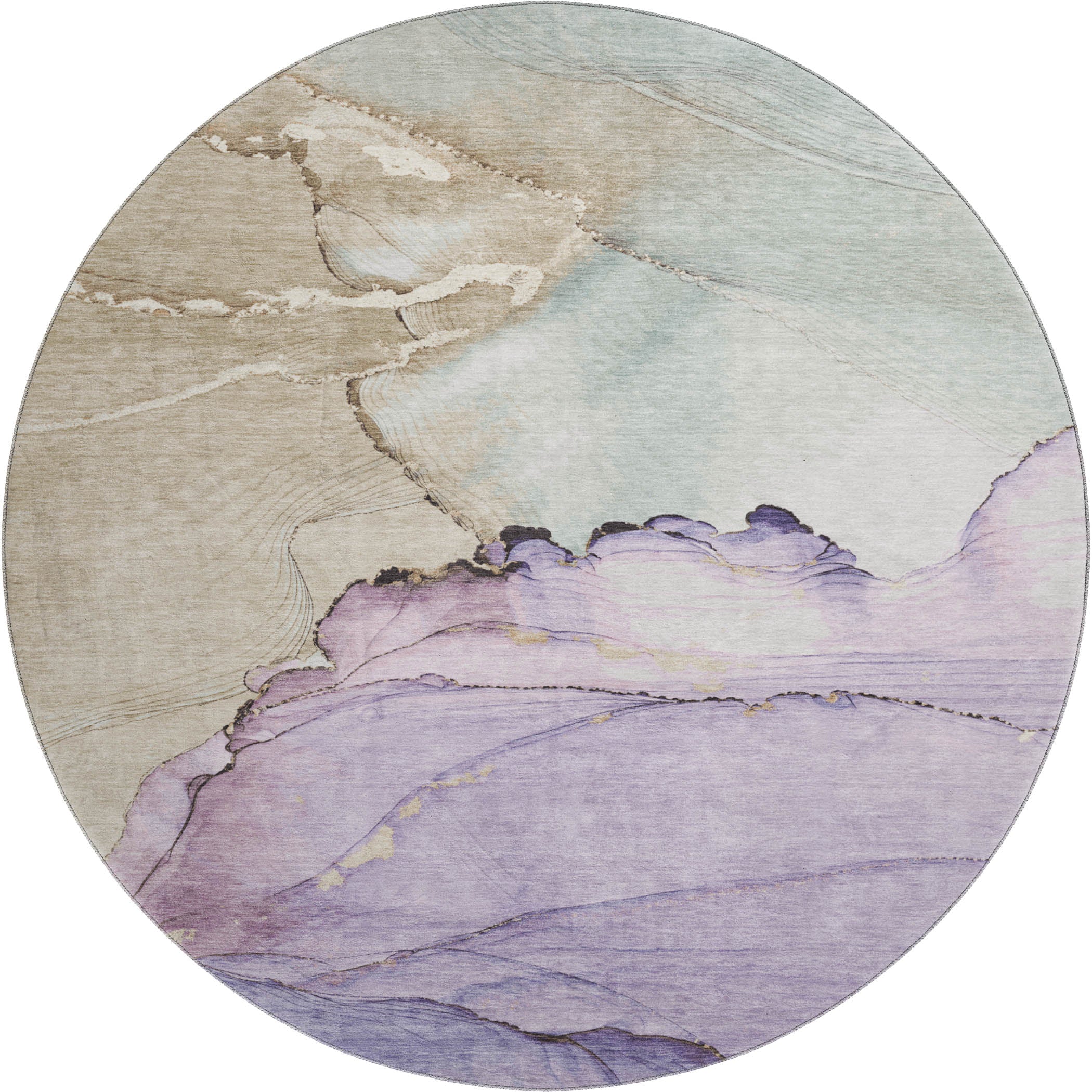 Bruges Machine Washable Transitional Lavender Purple Rug 8' x 8' #shape_Round