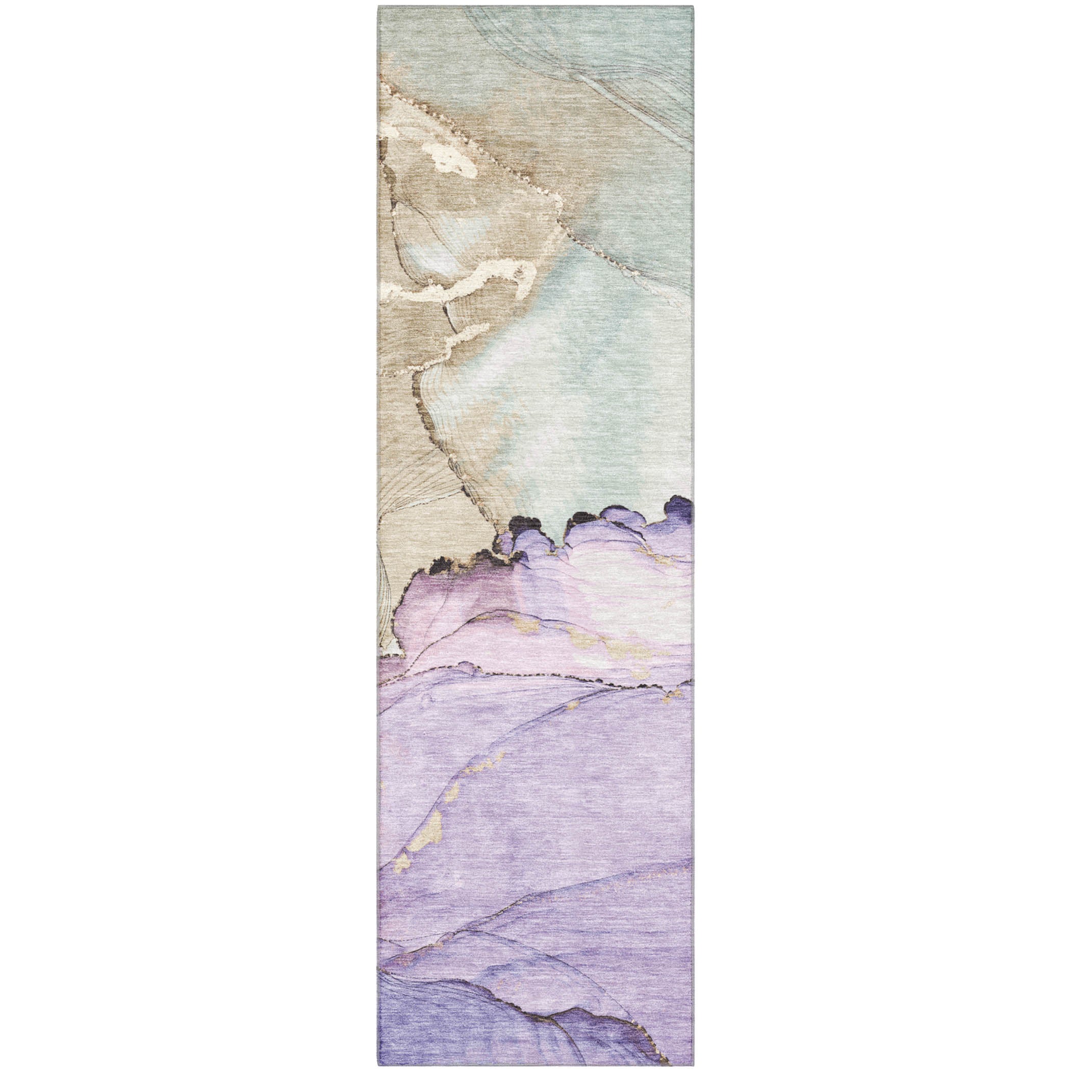 Bruges Machine Washable Transitional Lavender Purple Rug 2'3" x 7'6" #shape_Runner