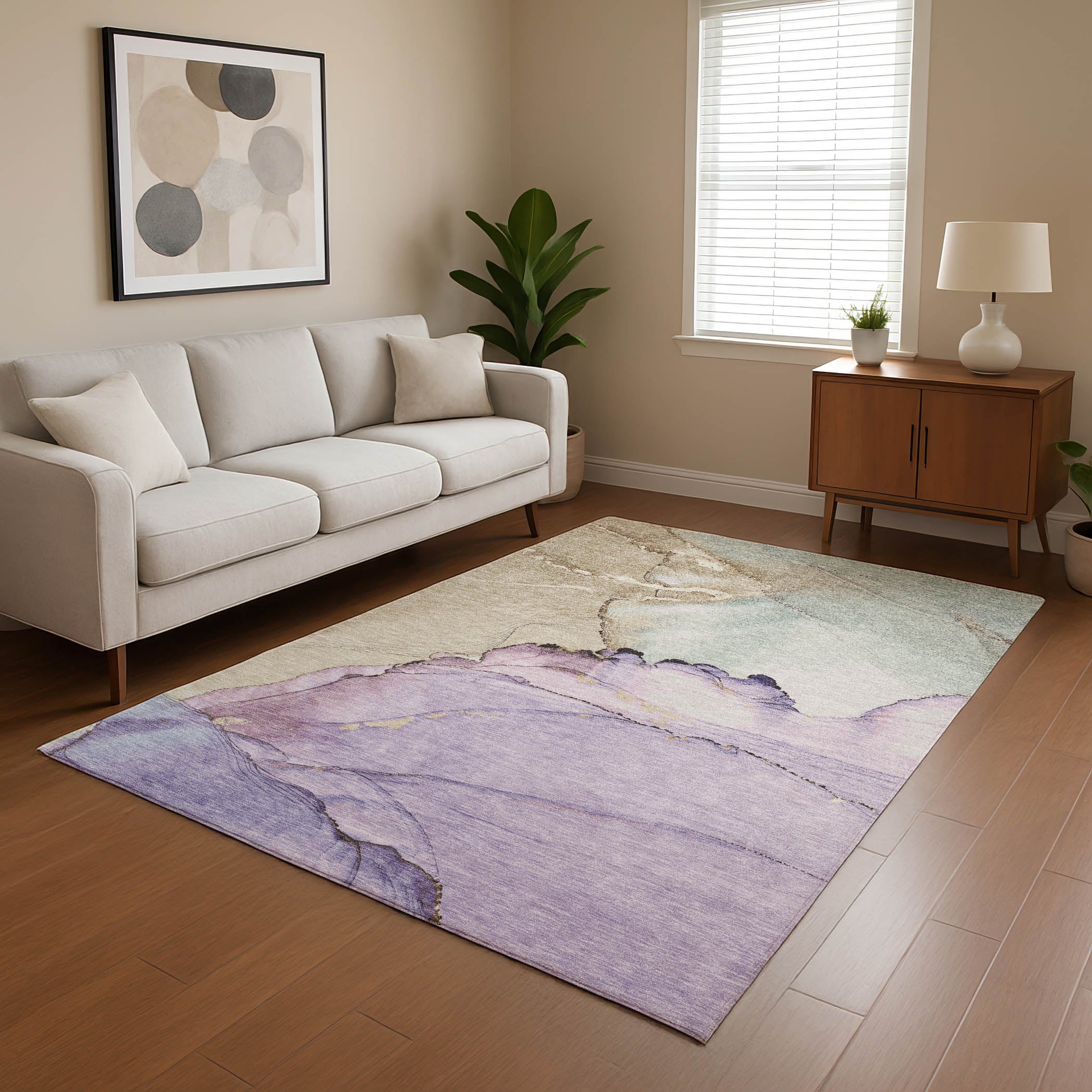 Bruges Machine Washable Transitional Lavender Purple Rug 2'6" x 3'10" #shape_Rectangle