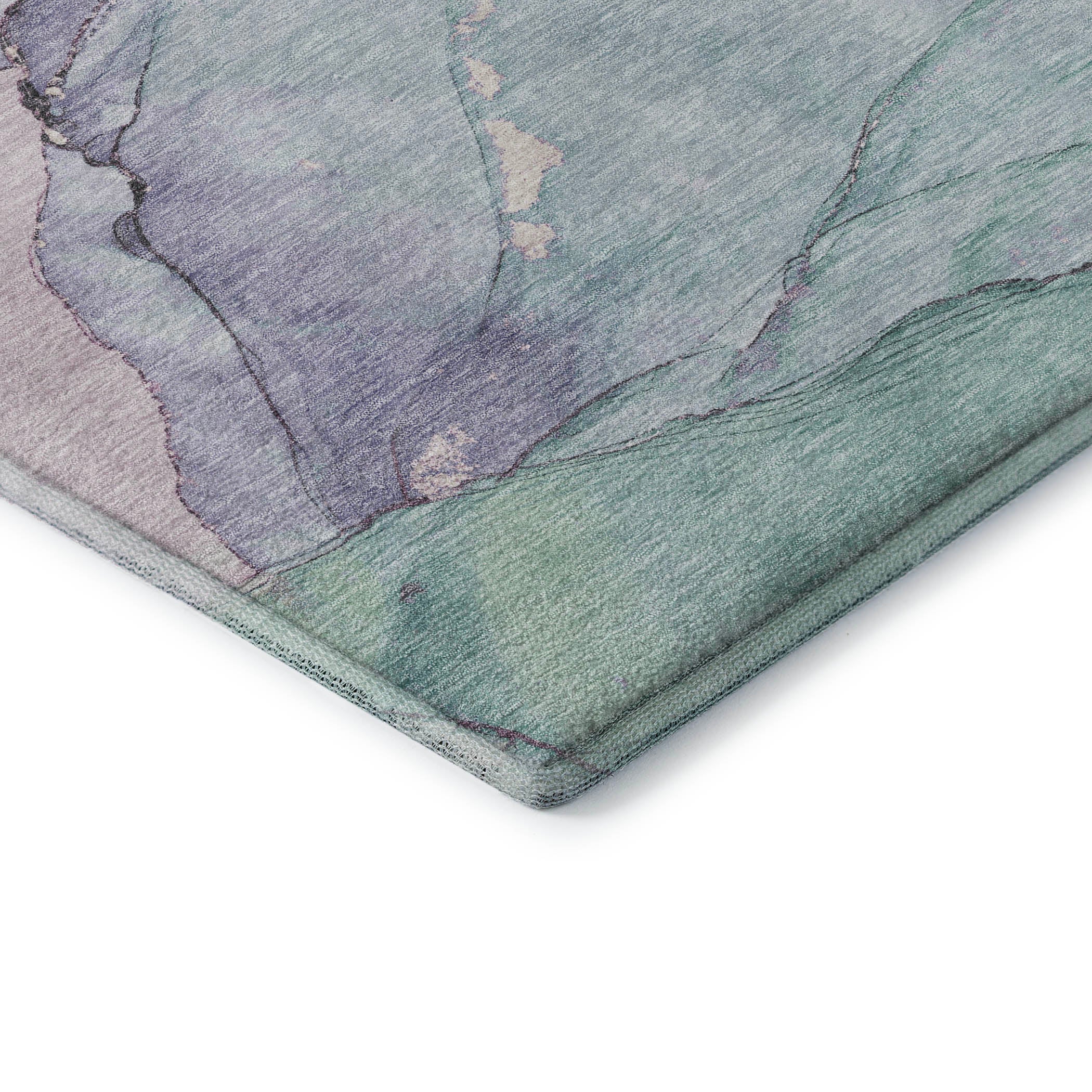 Bruges Machine Washable Transitional Seafoam Blue Rug 1'8" x 2'6" #shape_Rectangle