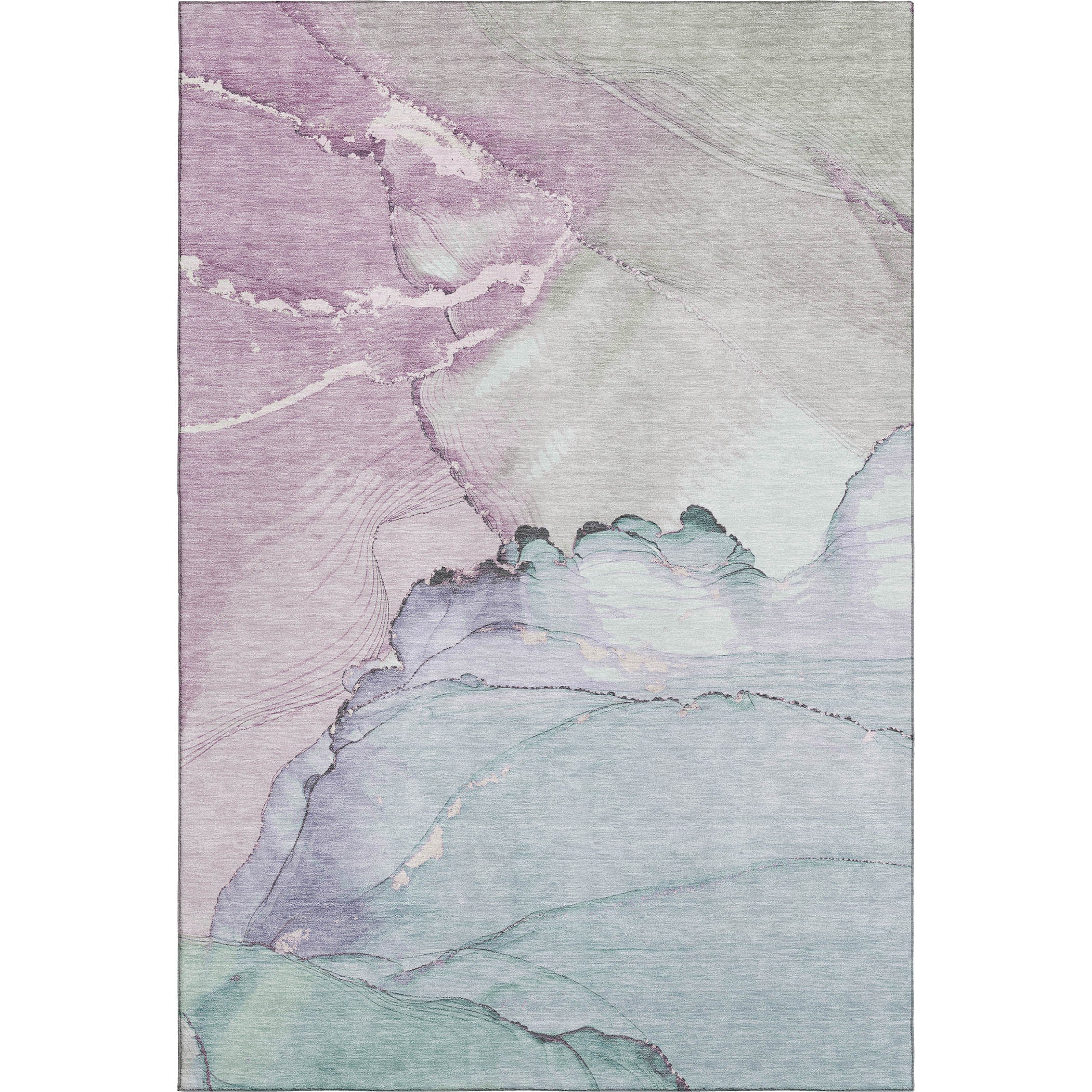 Bruges Machine Washable Transitional Seafoam Blue Rug 2'6" x 3'10" #shape_Rectangle