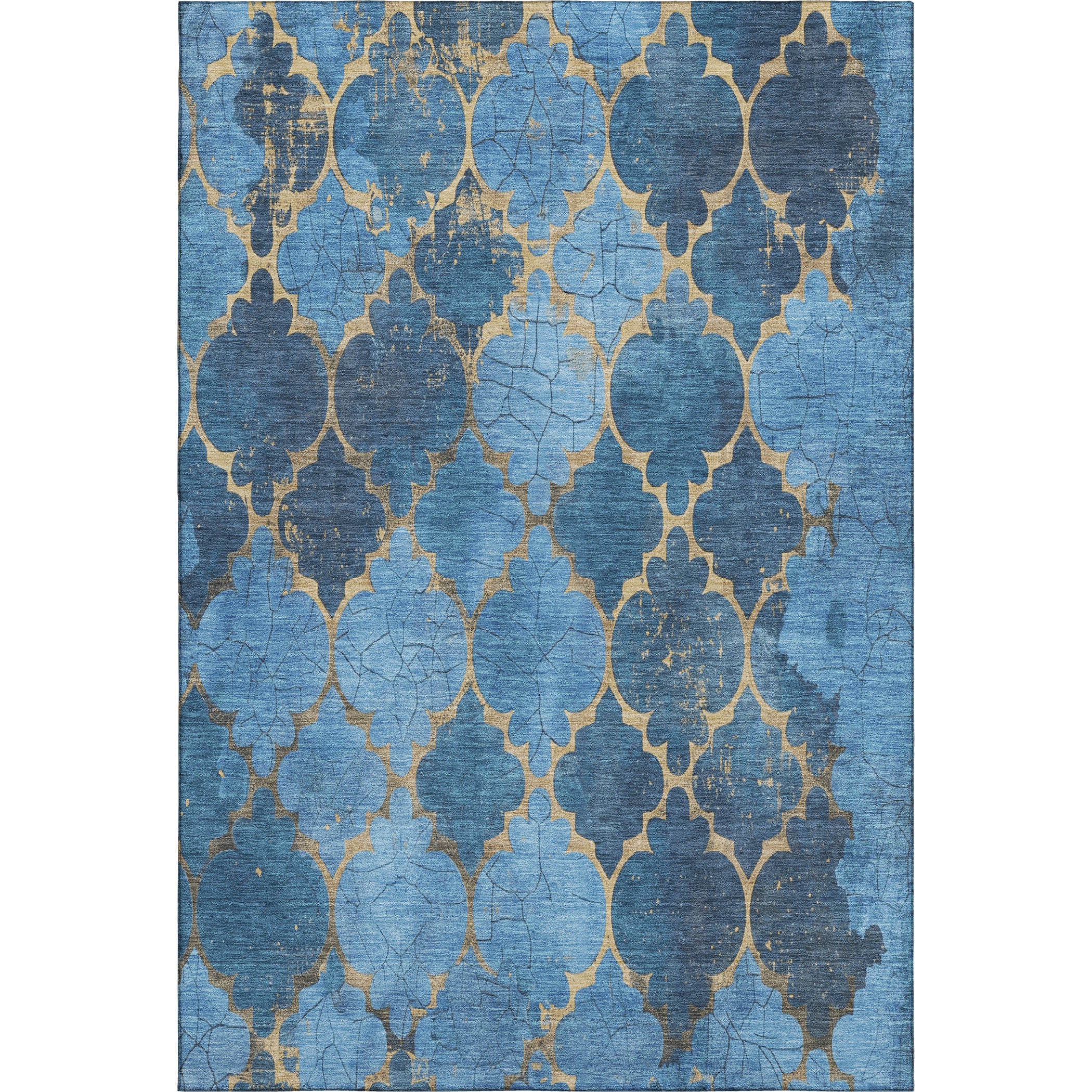 Florence Machine Washable Transitional Blue Rug 2'6" x 3'10" #shape_Rectangle
