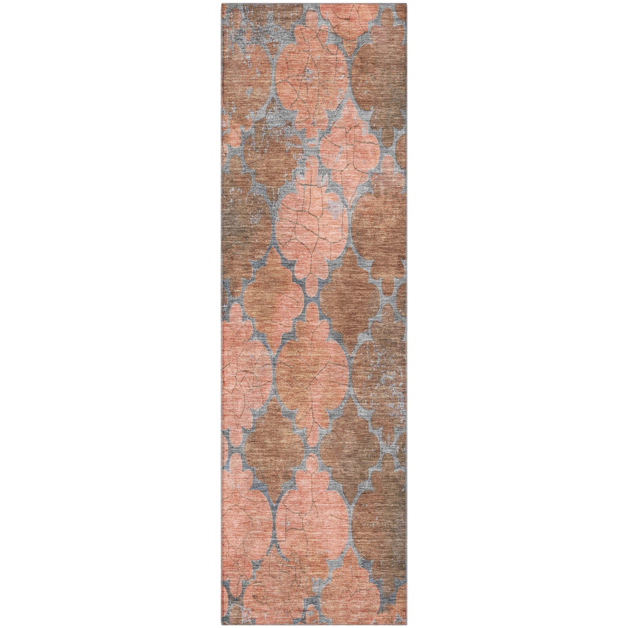 Florence Machine Washable Transitional Copper Orange Rug 2'3" x 7'6" #shape_Runner