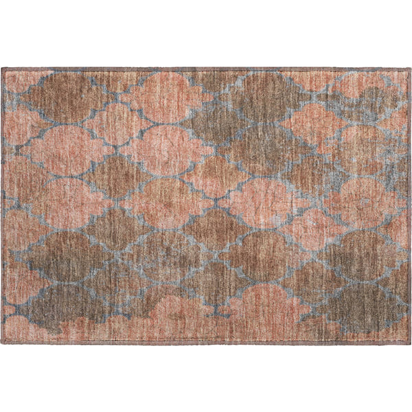 Florence Machine Washable Transitional Copper Orange Rug 1'8" x 2'6"