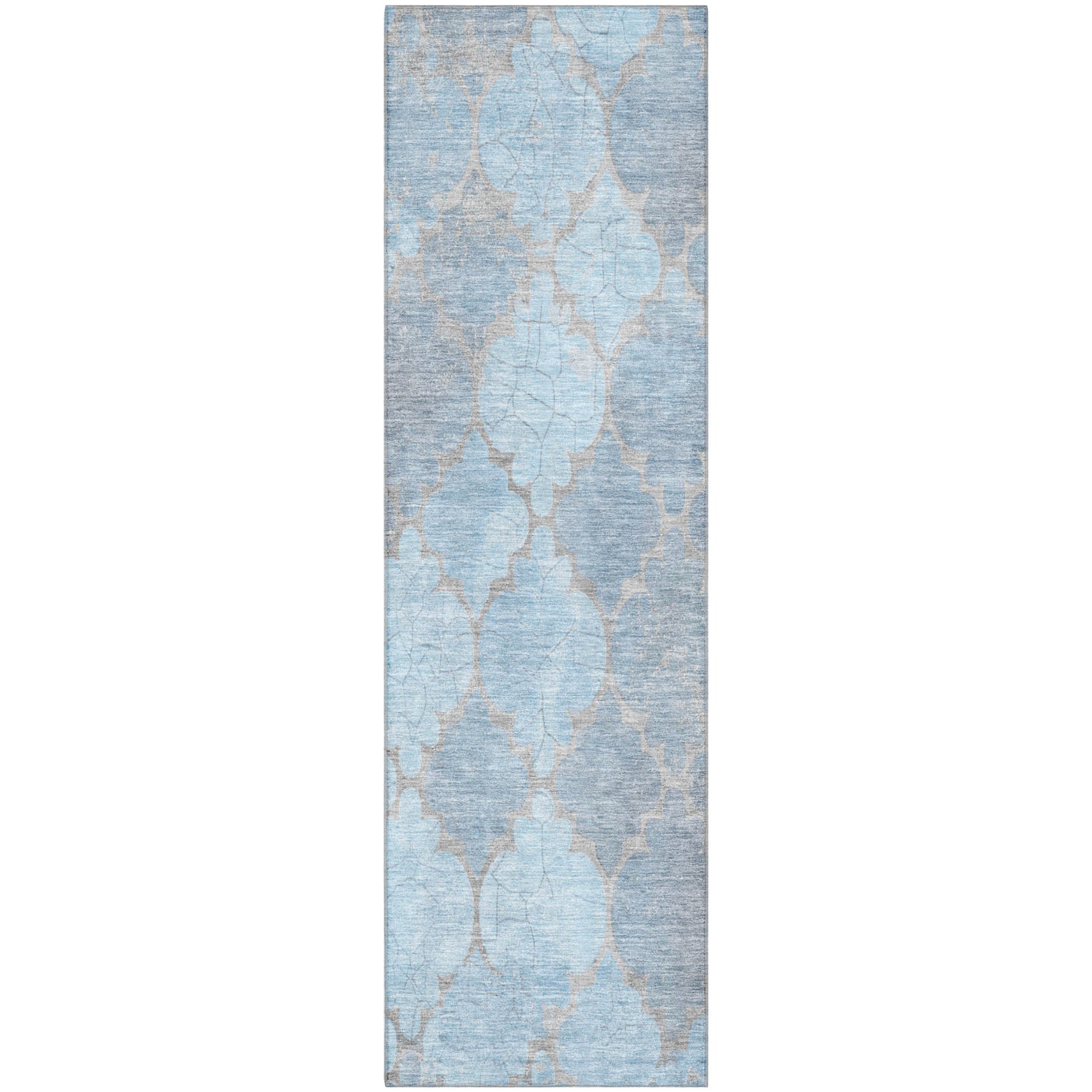 Florence Machine Washable Transitional Denim Blue Rug 2'3" x 7'6" #shape_Runner