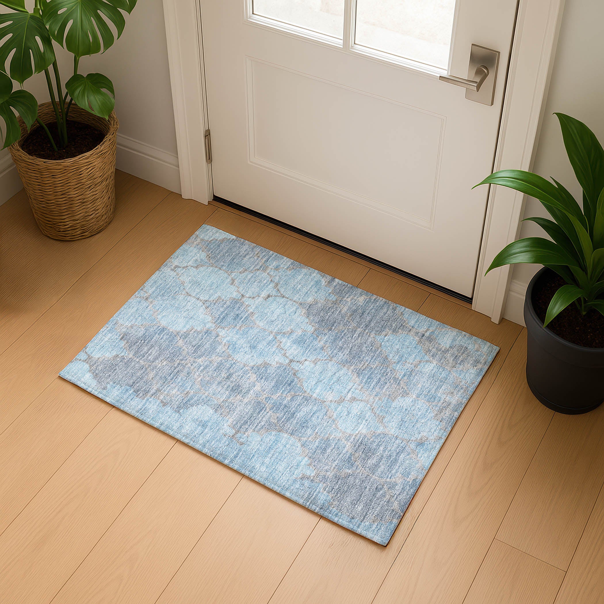 Florence Machine Washable Transitional Denim Blue Rug 1'8" x 2'6" #shape_Rectangle