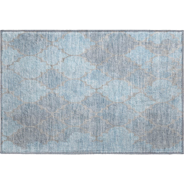 Florence Machine Washable Transitional Denim Blue Rug 1'8" x 2'6"