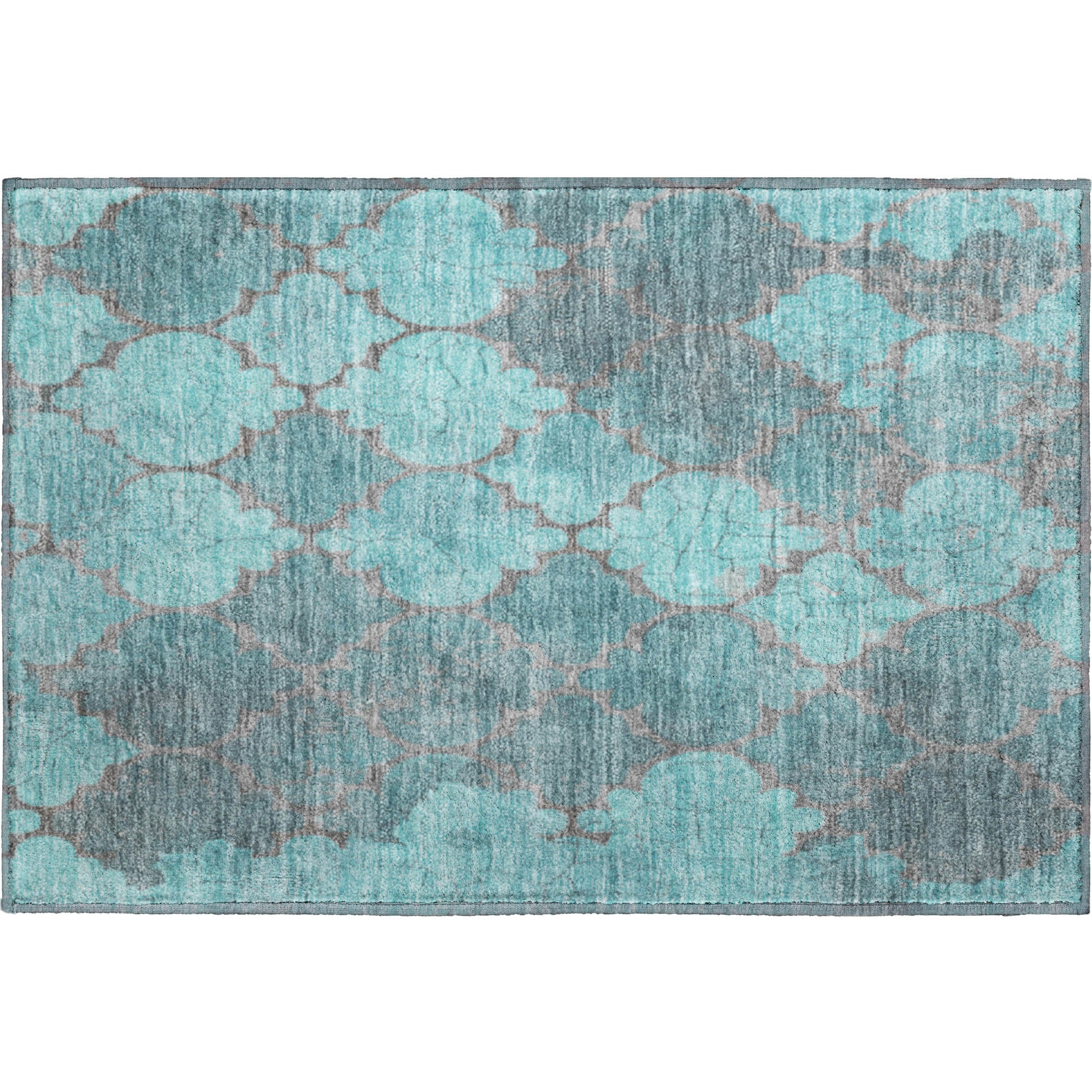 Florence Machine Washable Transitional Teal Rug 1'8" x 2'6" #shape_Rectangle