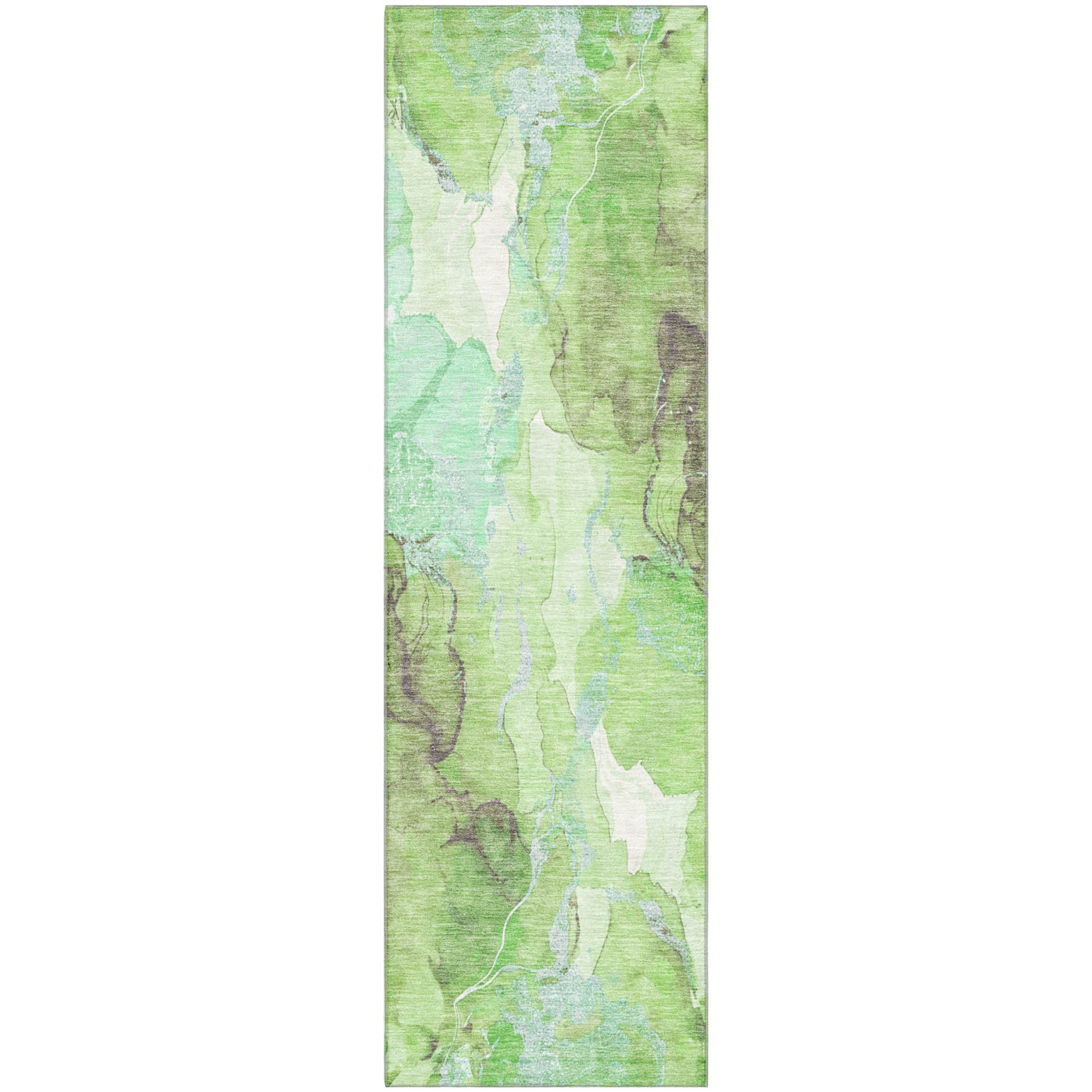 Montevideo Machine Washable Transitional Green Rug 2'3" x 7'6" #shape_Runner