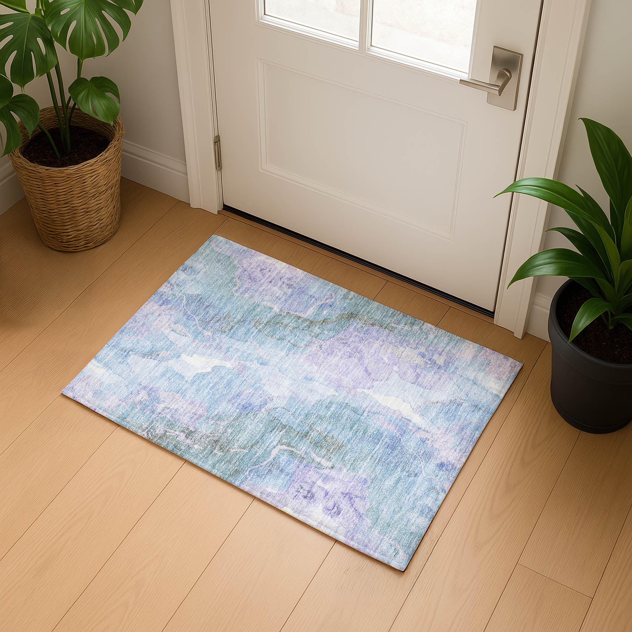 Montevideo Machine Washable Transitional Lavender Purple Rug 1'8" x 2'6" #shape_Rectangle