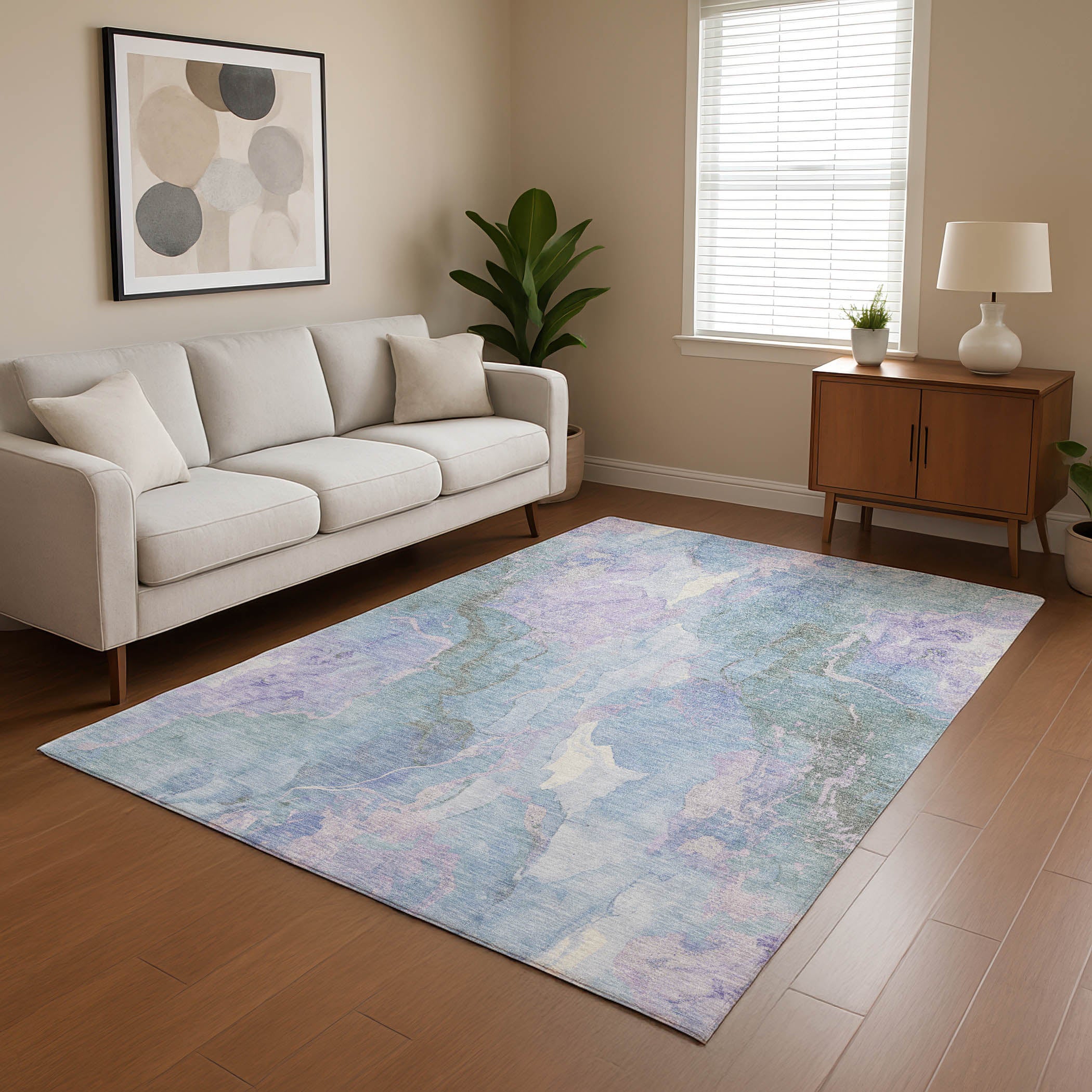 Montevideo Machine Washable Transitional Lavender Purple Rug 2'6" x 3'10" #shape_Rectangle