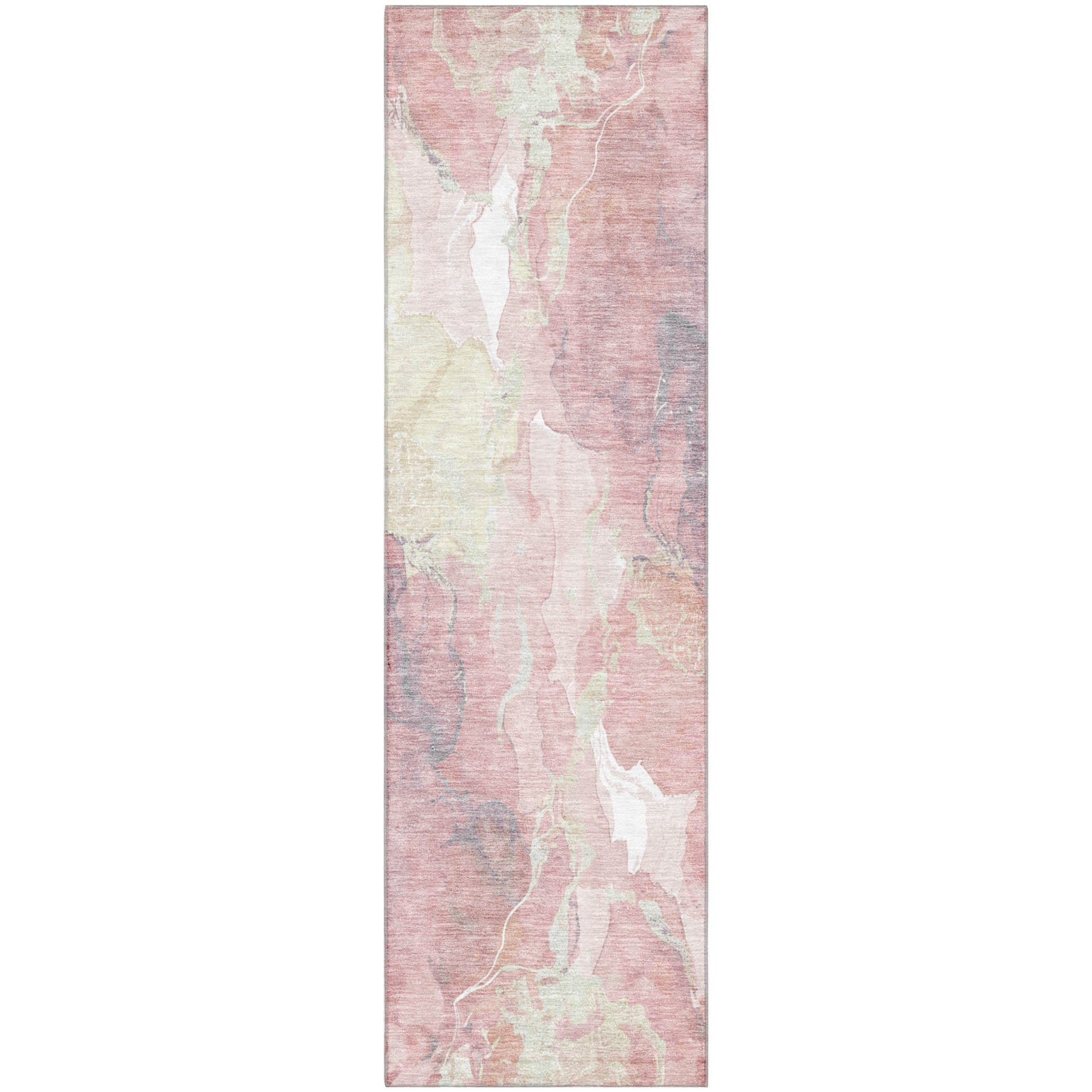 Montevideo Machine Washable Transitional Pink Rug 2'3" x 7'6" #shape_Runner