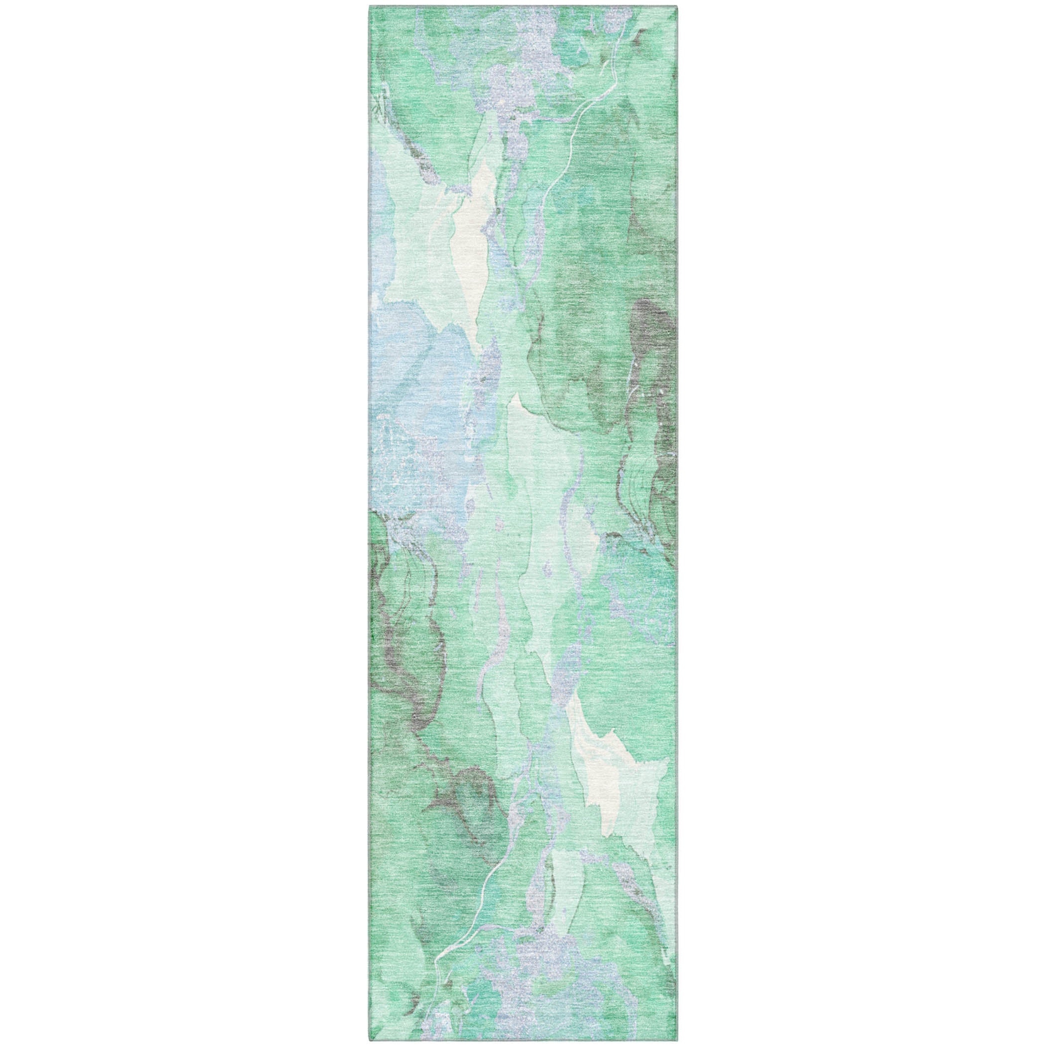 Montevideo Machine Washable Transitional Seafoam Blue Rug 2'3" x 7'6" #shape_Runner