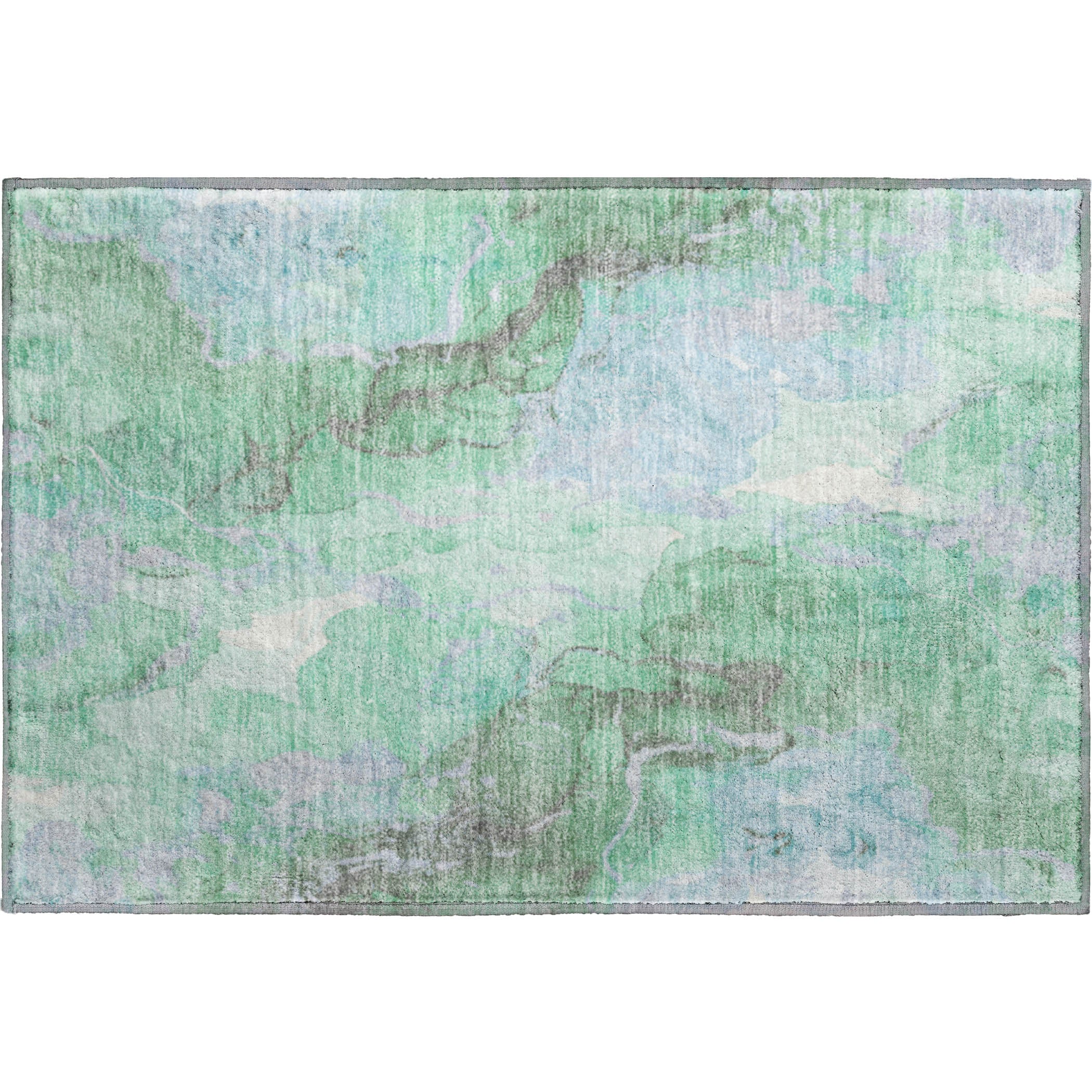 Montevideo Machine Washable Transitional Seafoam Blue Rug 1'8" x 2'6" #shape_Rectangle