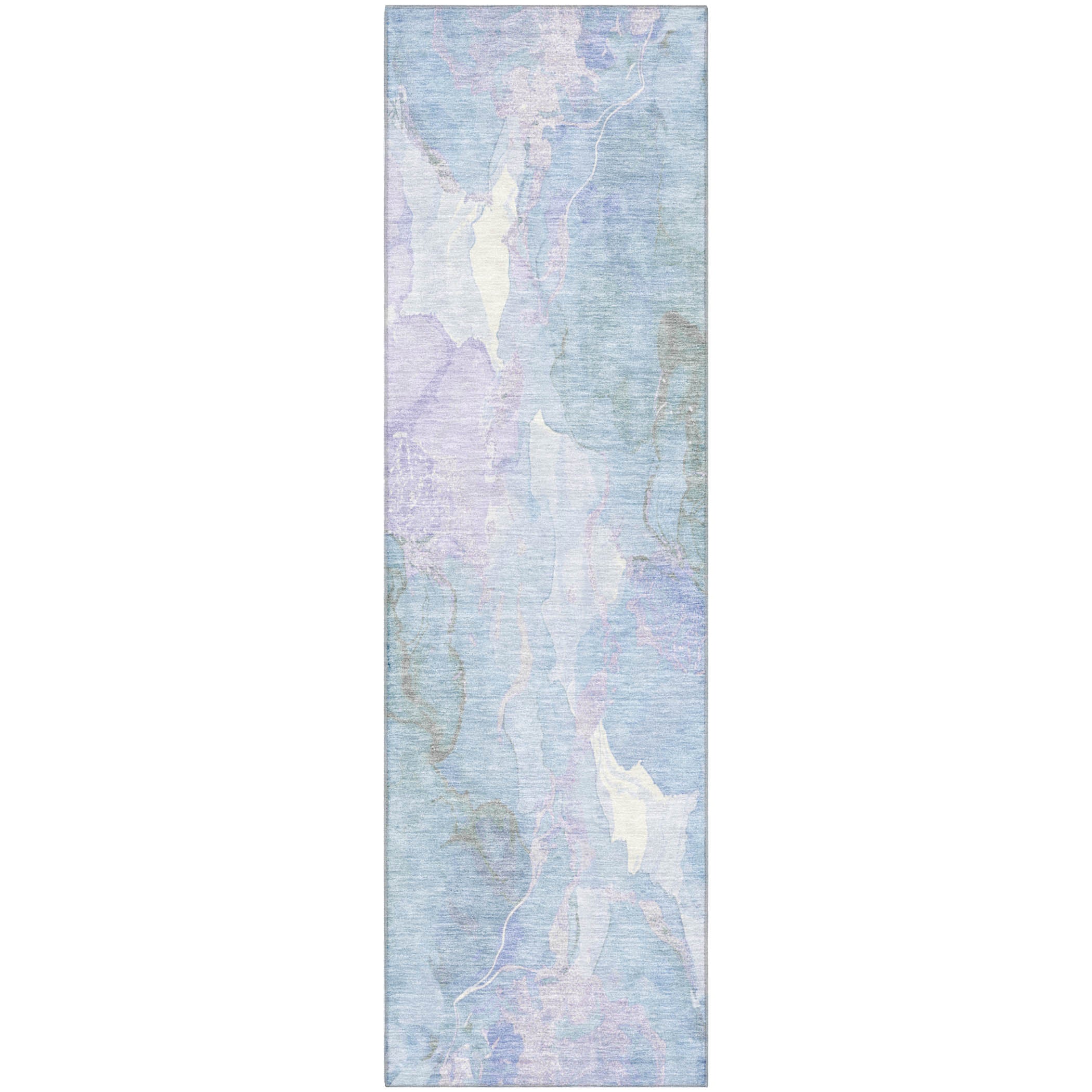 Montevideo Machine Washable Transitional Sky Blue Rug 2'3" x 7'6" #shape_Runner