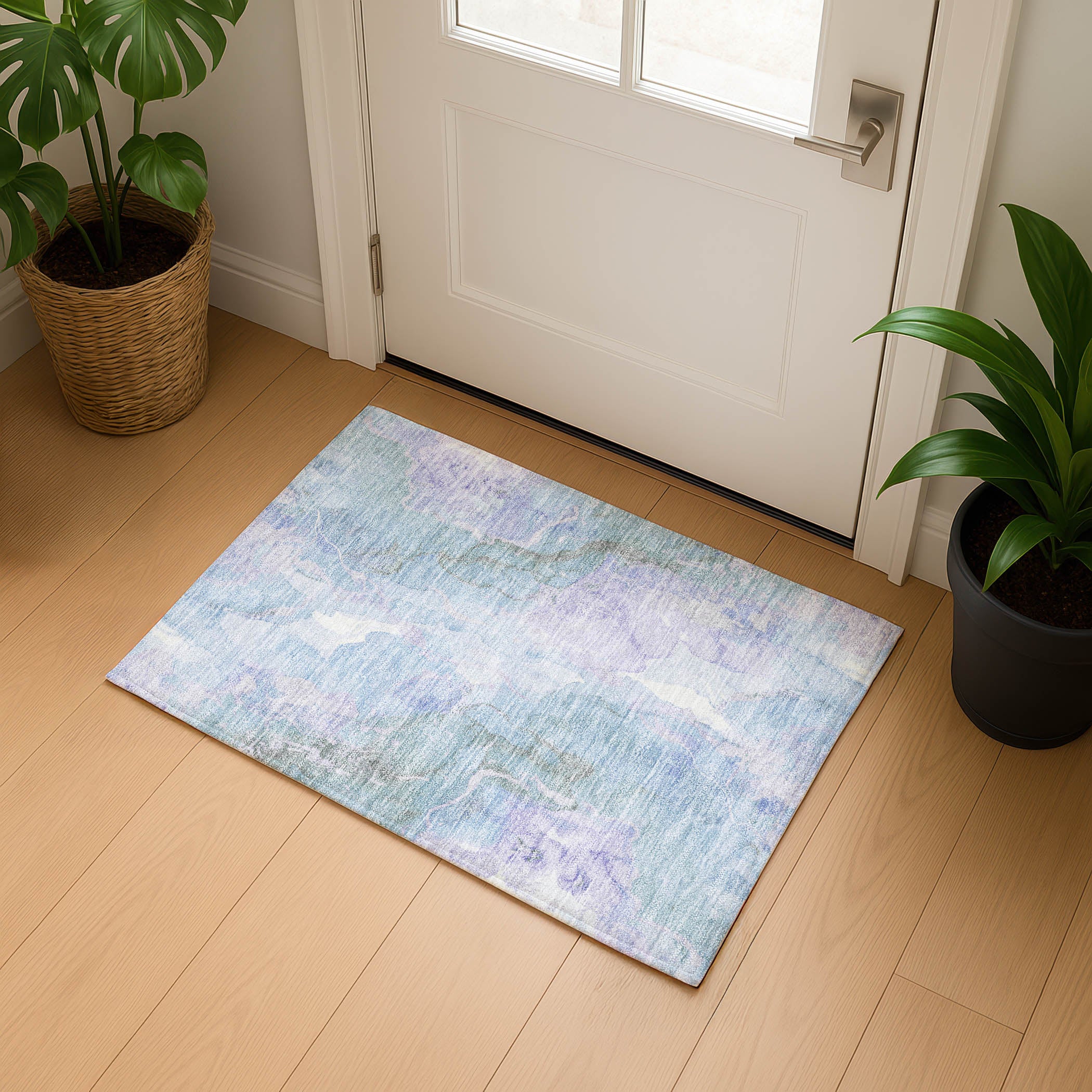 Montevideo Machine Washable Transitional Sky Blue Rug 1'8" x 2'6" #shape_Rectangle