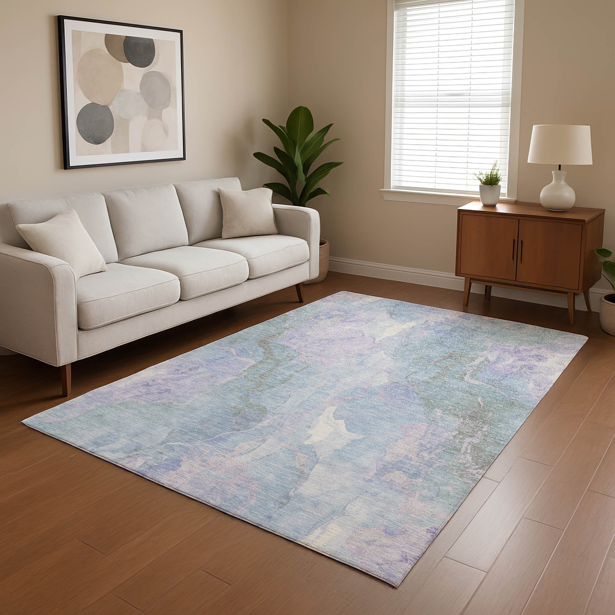 Montevideo Machine Washable Transitional Sky Blue Rug 2'6" x 3'10" #shape_Rectangle