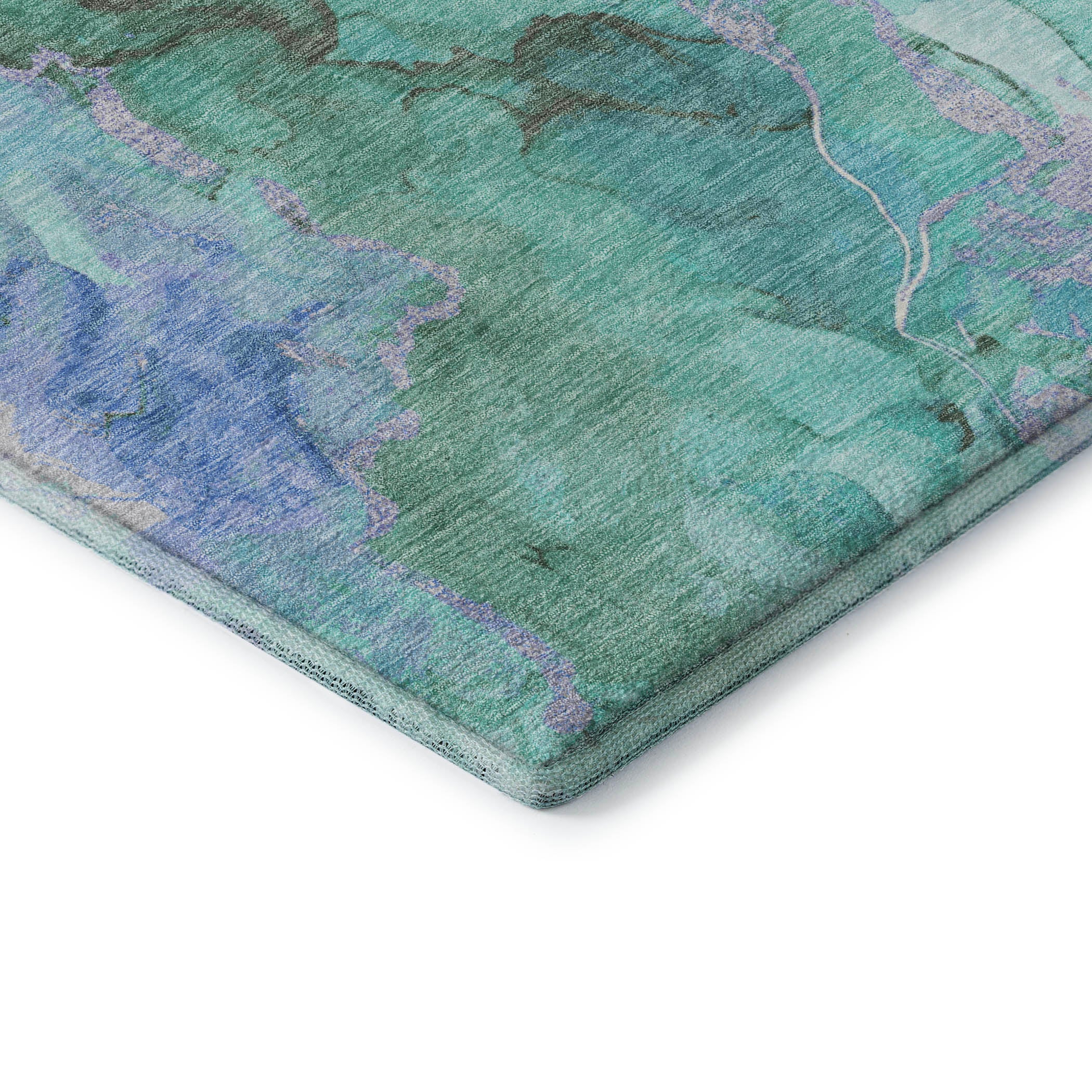 Montevideo Machine Washable Transitional Teal Rug 1'8" x 2'6" #shape_Rectangle