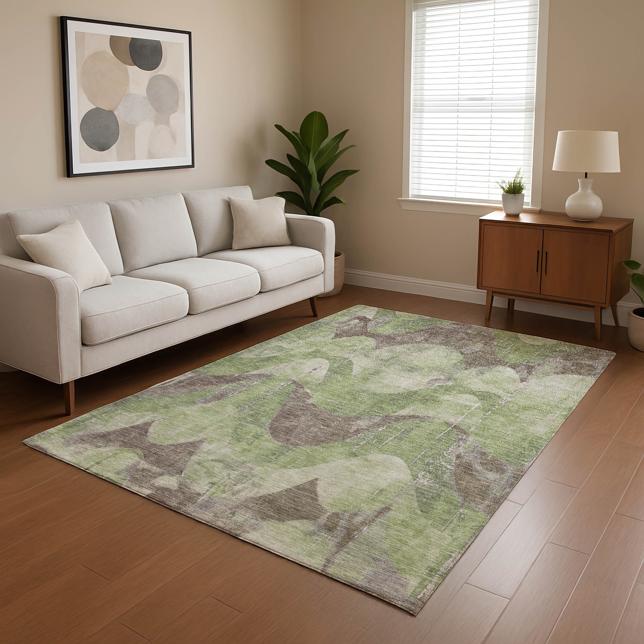 Sintra Machine Washable Transitional Aloe Green Rug 2'6" x 3'10" #shape_Rectangle