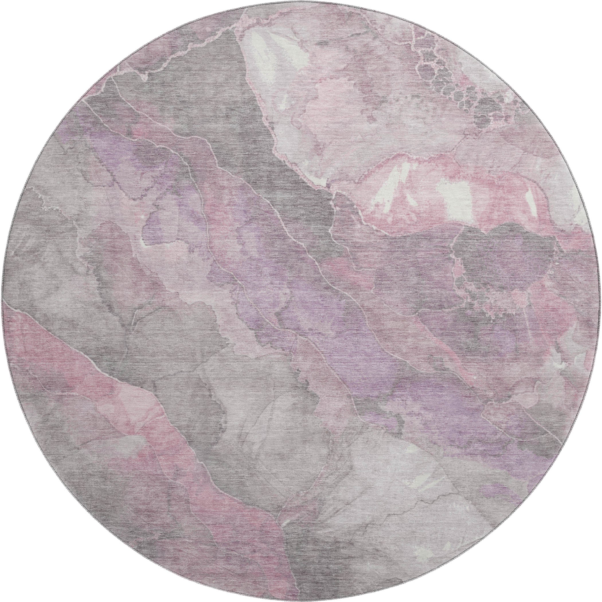 Lima Machine Washable Transitional Blush Pink Rug 8' x 8' #shape_Round