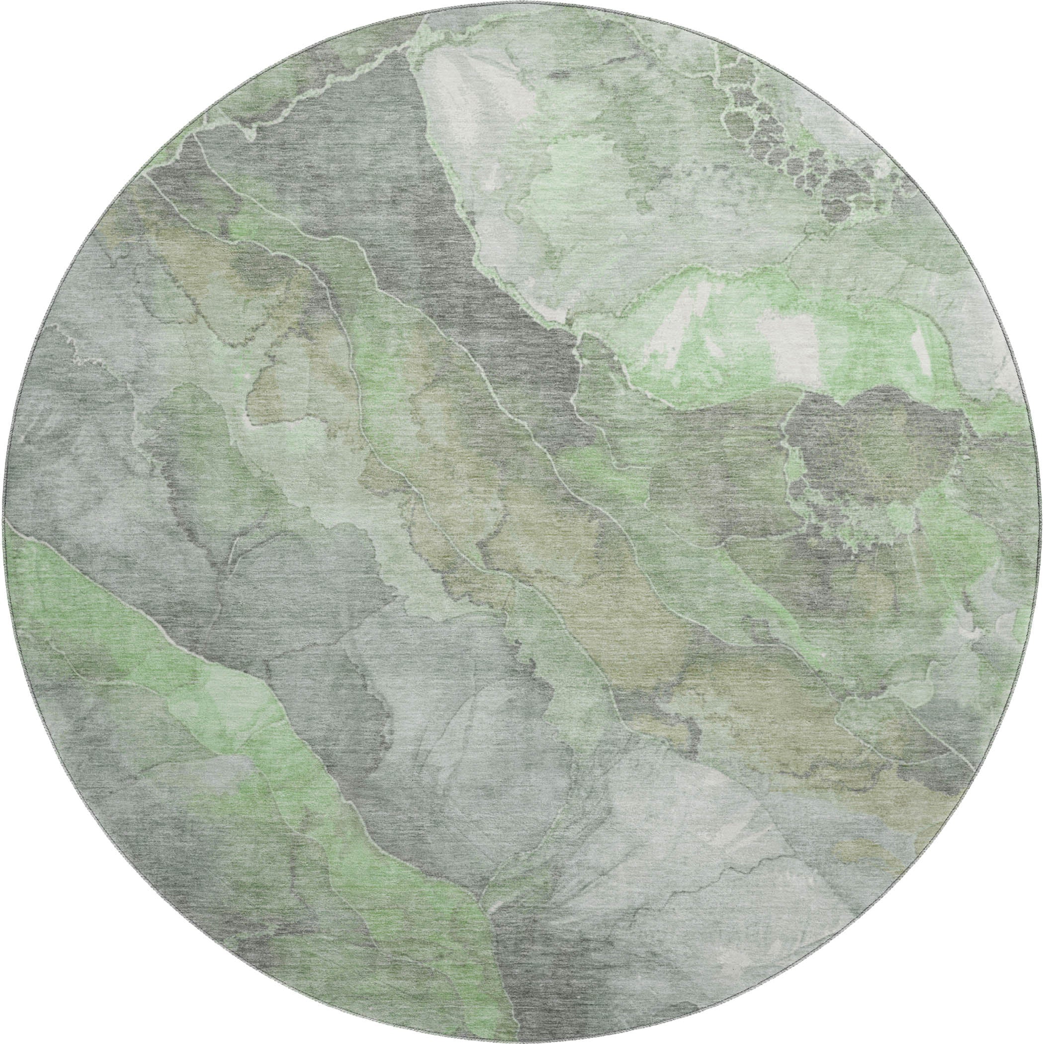 Lima Machine Washable Transitional Green Rug 8' x 8' #shape_Round