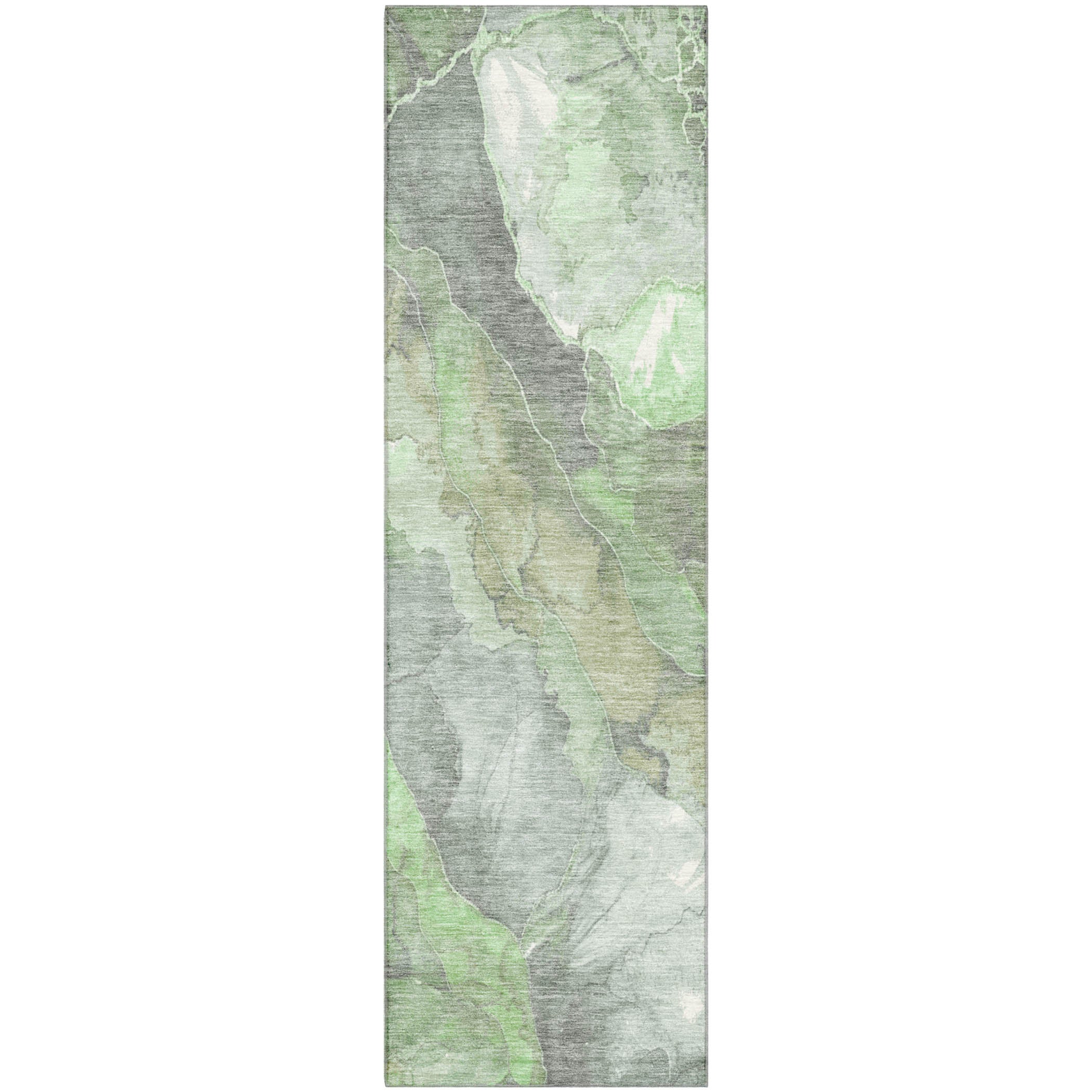 Lima Machine Washable Transitional Green Rug 2'3" x 7'6" #shape_Runner