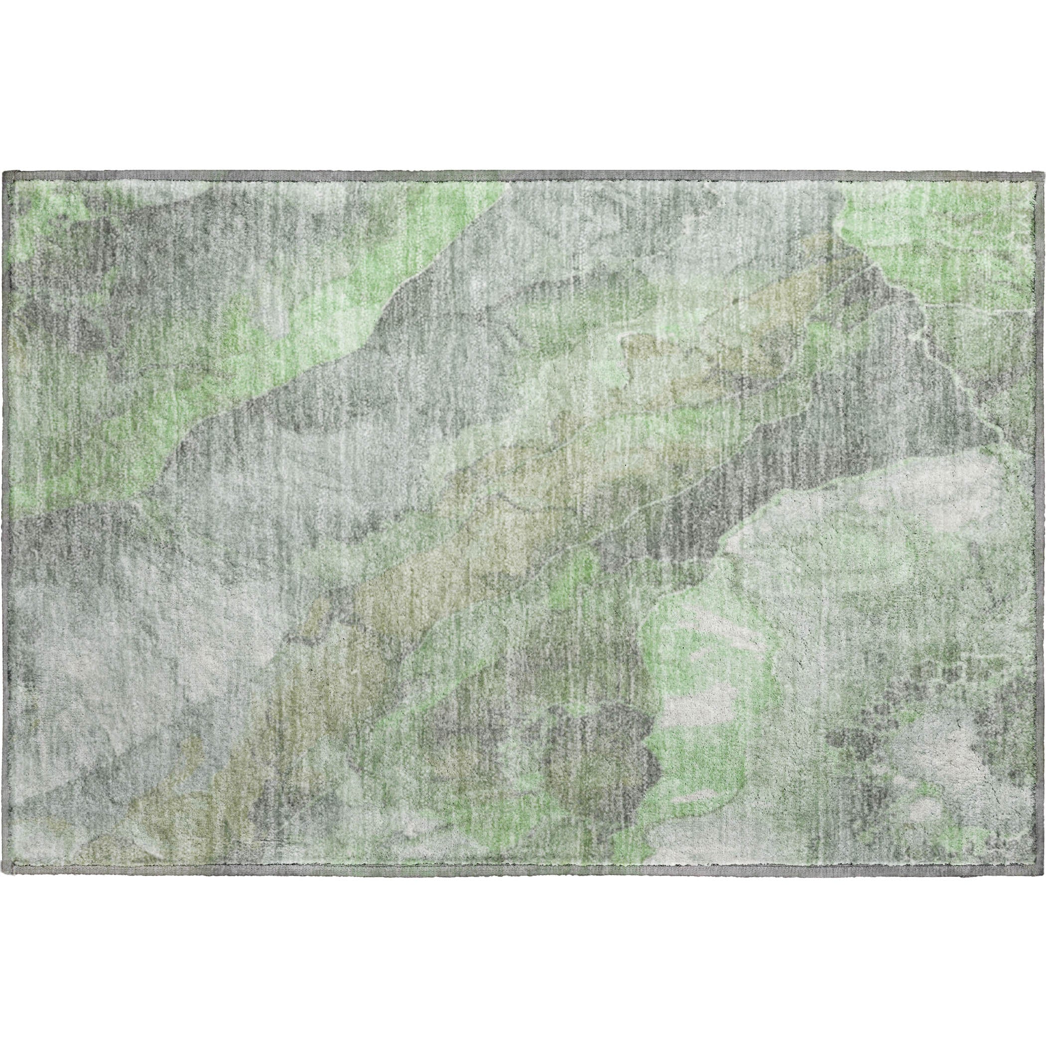 Lima Machine Washable Transitional Green Rug 1'8" x 2'6" #shape_Rectangle
