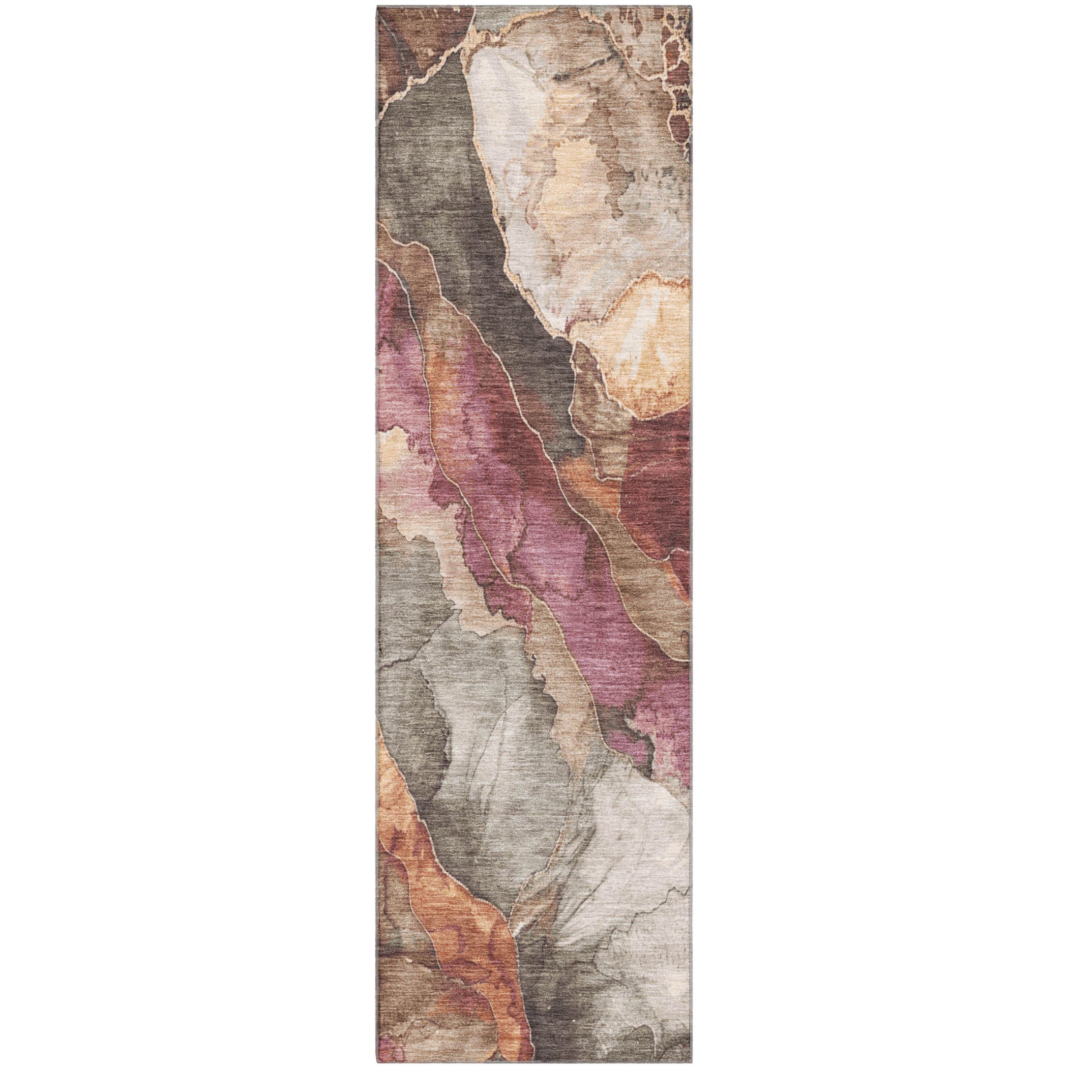 Lima Machine Washable Transitional Khaki Brown Rug 2'3" x 7'6" #shape_Runner