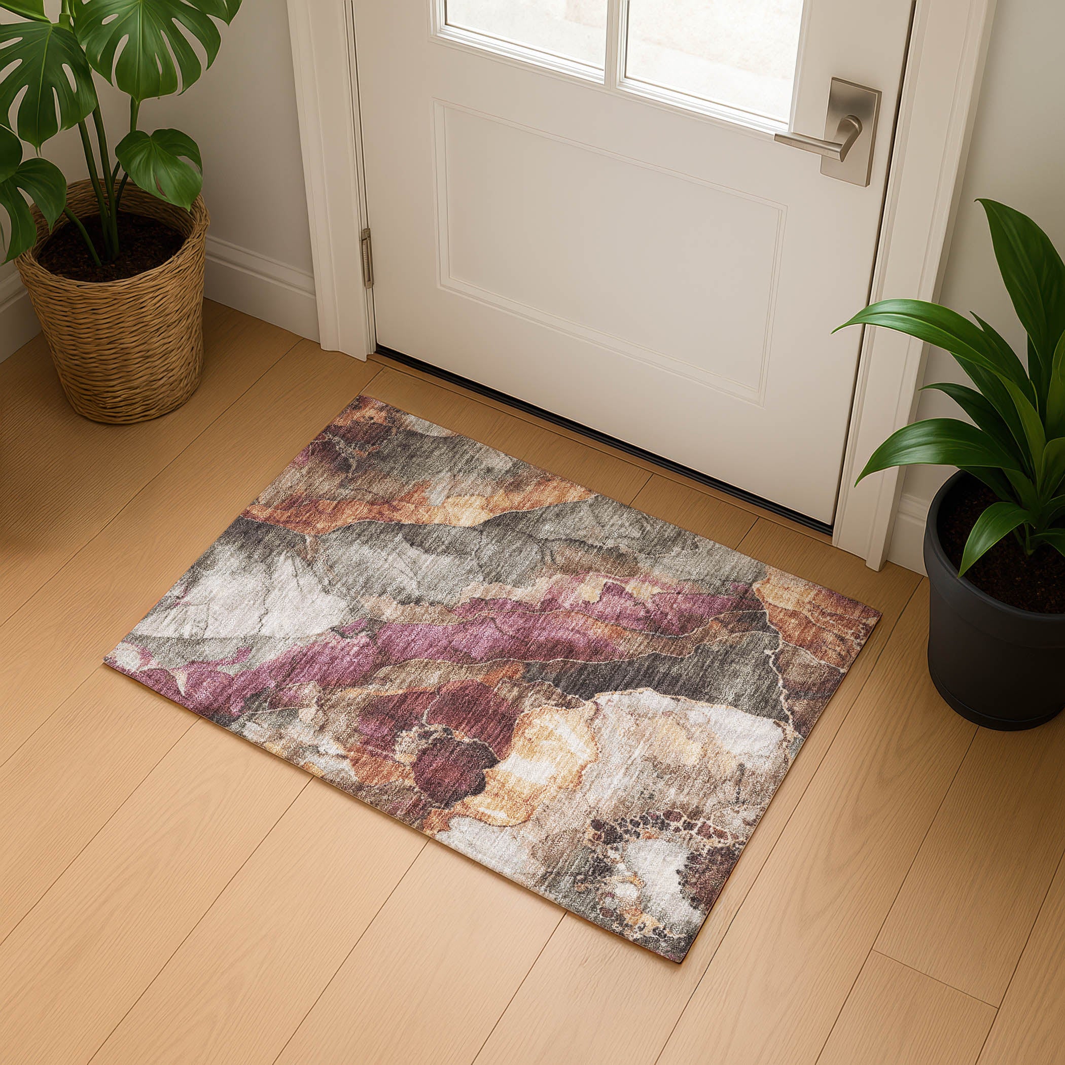 Lima Machine Washable Transitional Khaki Brown Rug 1'8" x 2'6" #shape_Rectangle