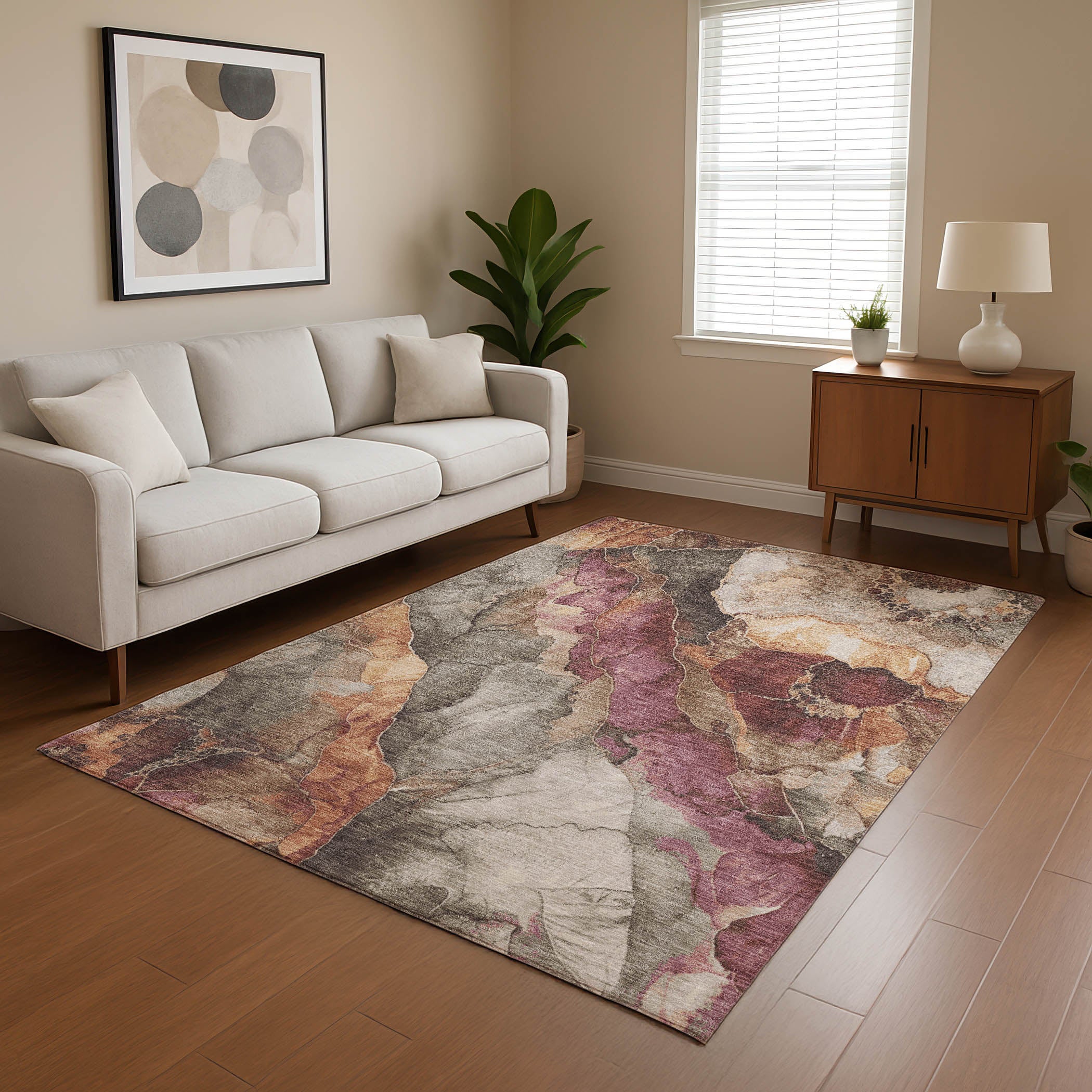 Lima Machine Washable Transitional Khaki Brown Rug 2'6" x 3'10" #shape_Rectangle
