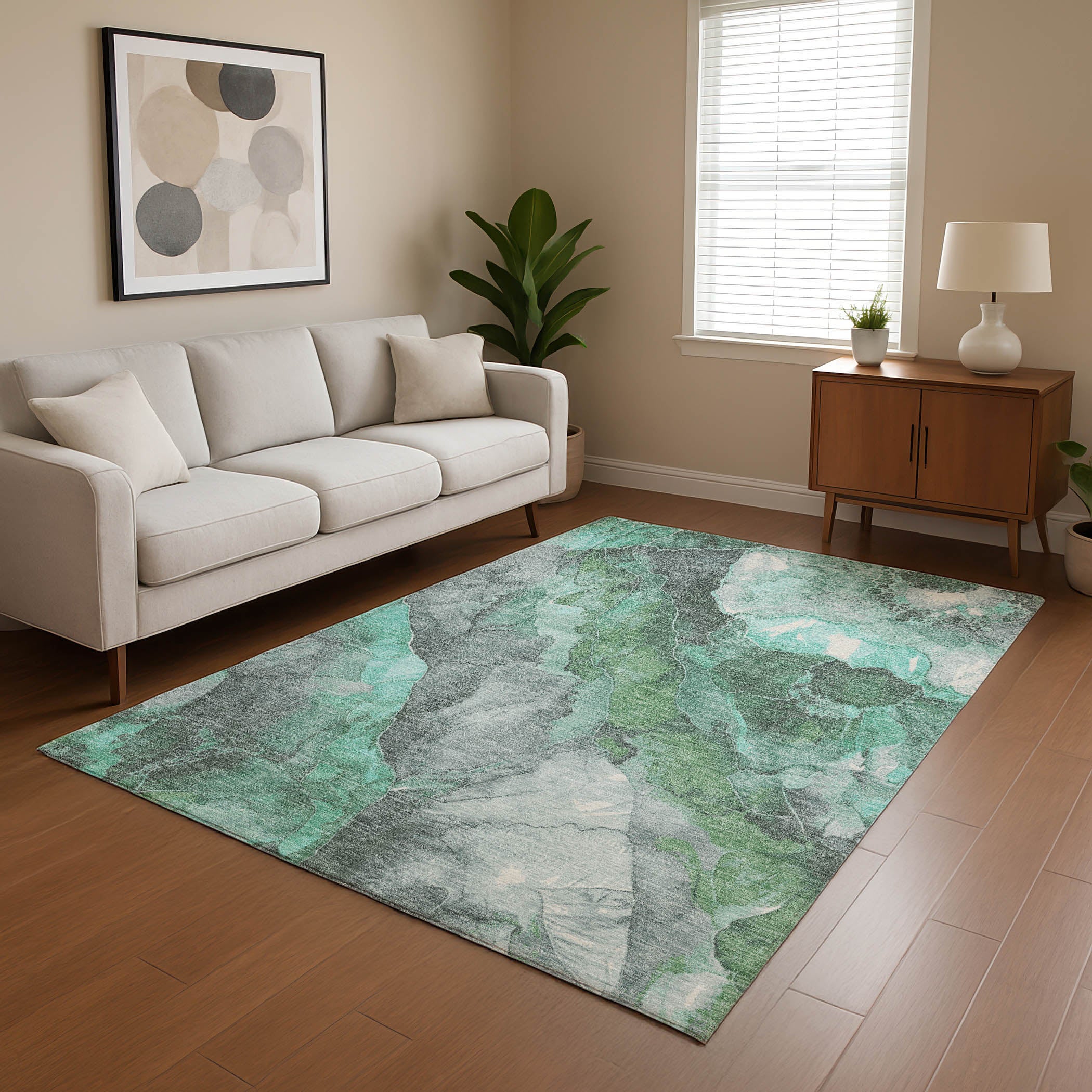 Lima Machine Washable Transitional Teal Rug 2'6" x 3'10" #shape_Rectangle