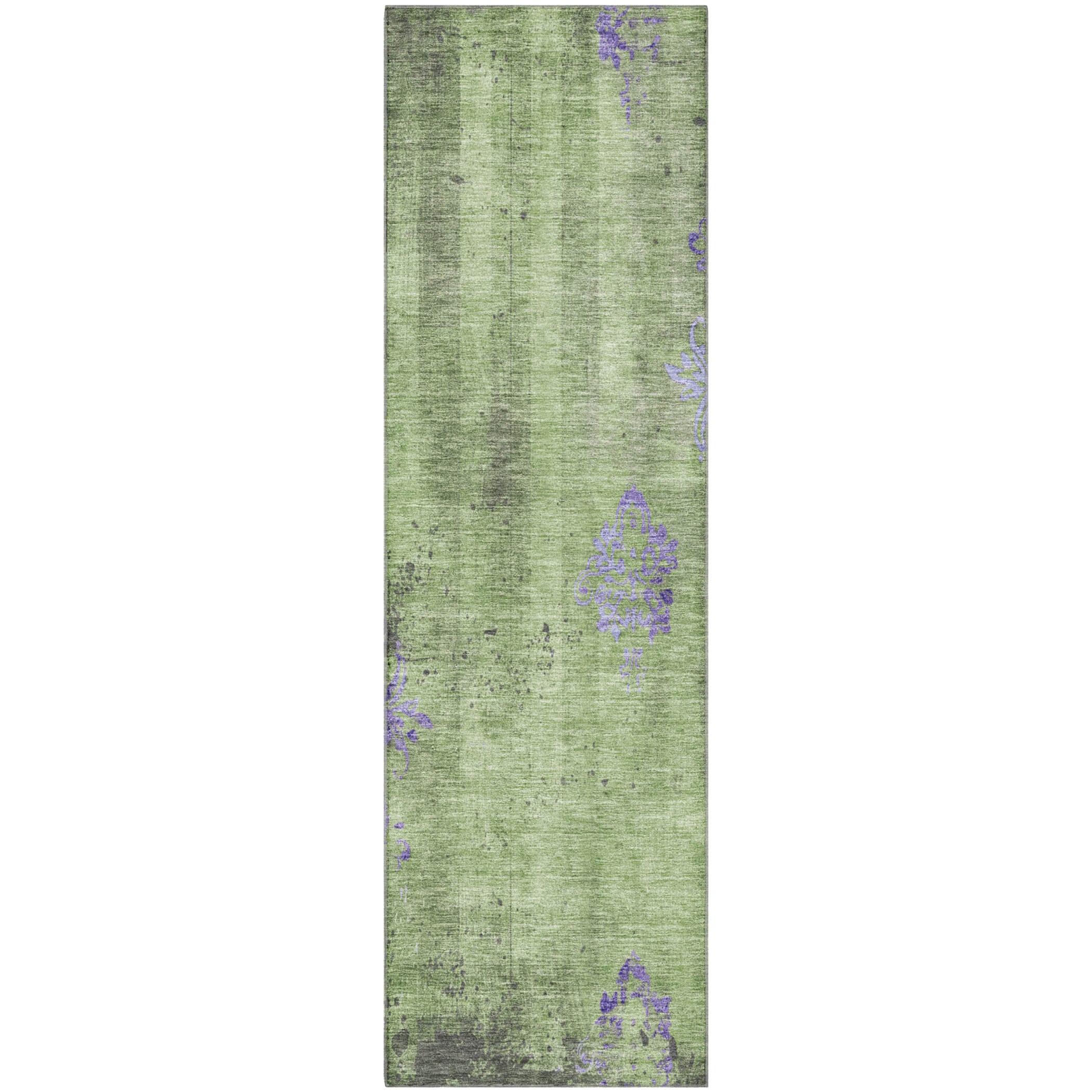 Queenstown Machine Washable Transitional Aloe Green Rug 2'3" x 7'6" #shape_Runner