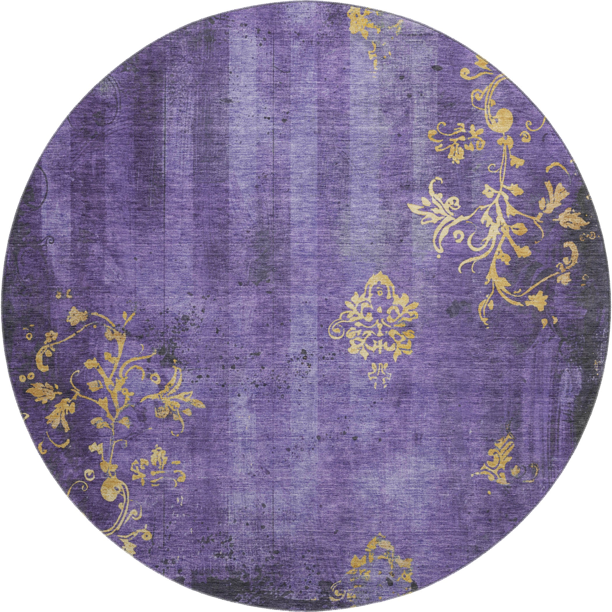 Queenstown Machine Washable Transitional Purple Rug 8' x 8' #shape_Round