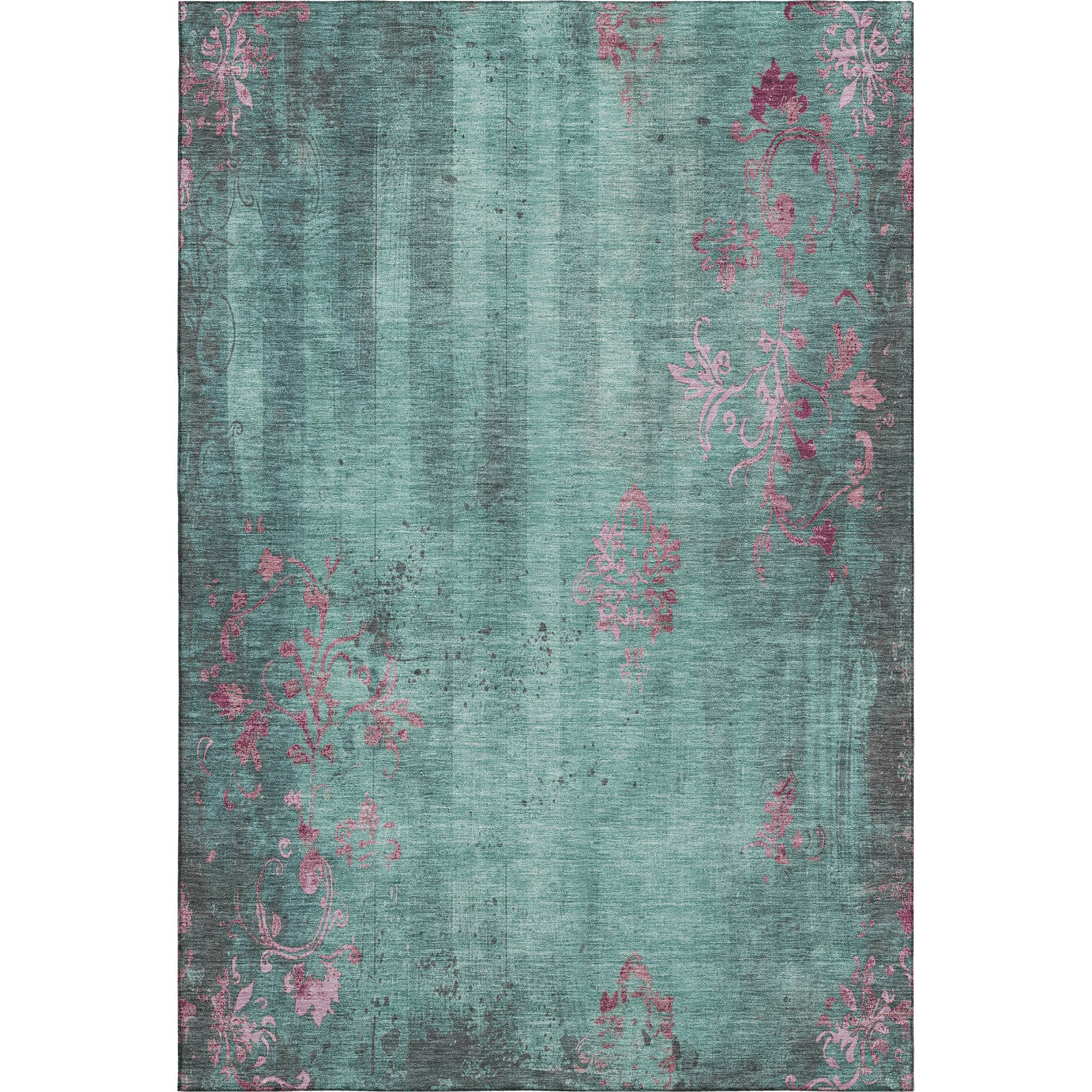 Queenstown Machine Washable Transitional Seafoam Blue Rug 2'6" x 3'10" #shape_Rectangle