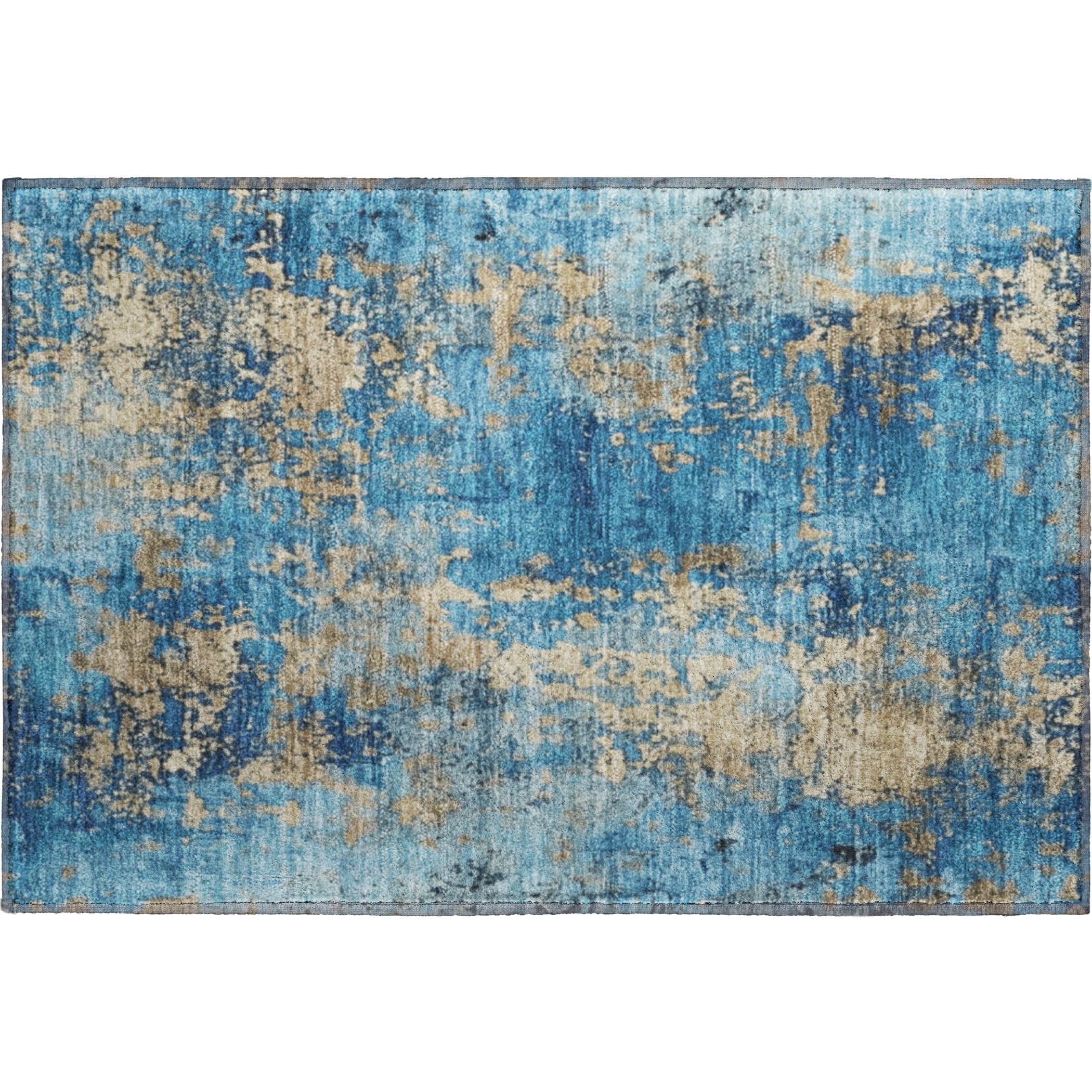 Salzburg Machine Washable Transitional Blue Rug 1'8" x 2'6" #shape_Rectangle