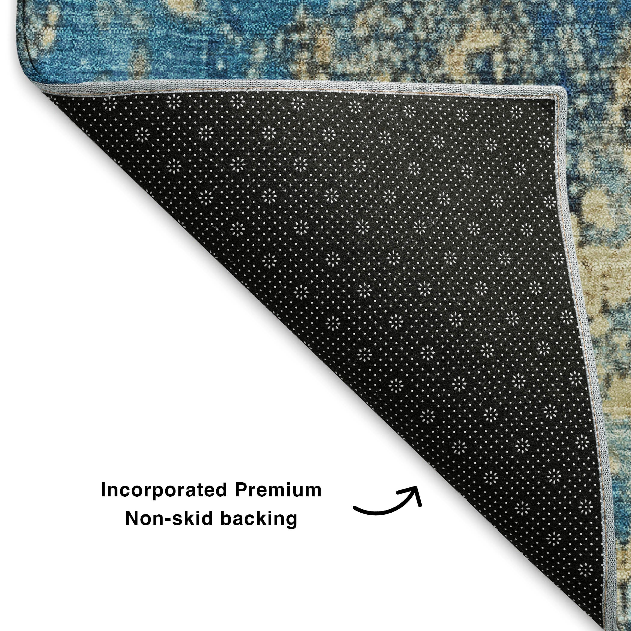 Salzburg Machine Washable Transitional Blue Rug 1'8" x 2'6" #shape_Rectangle