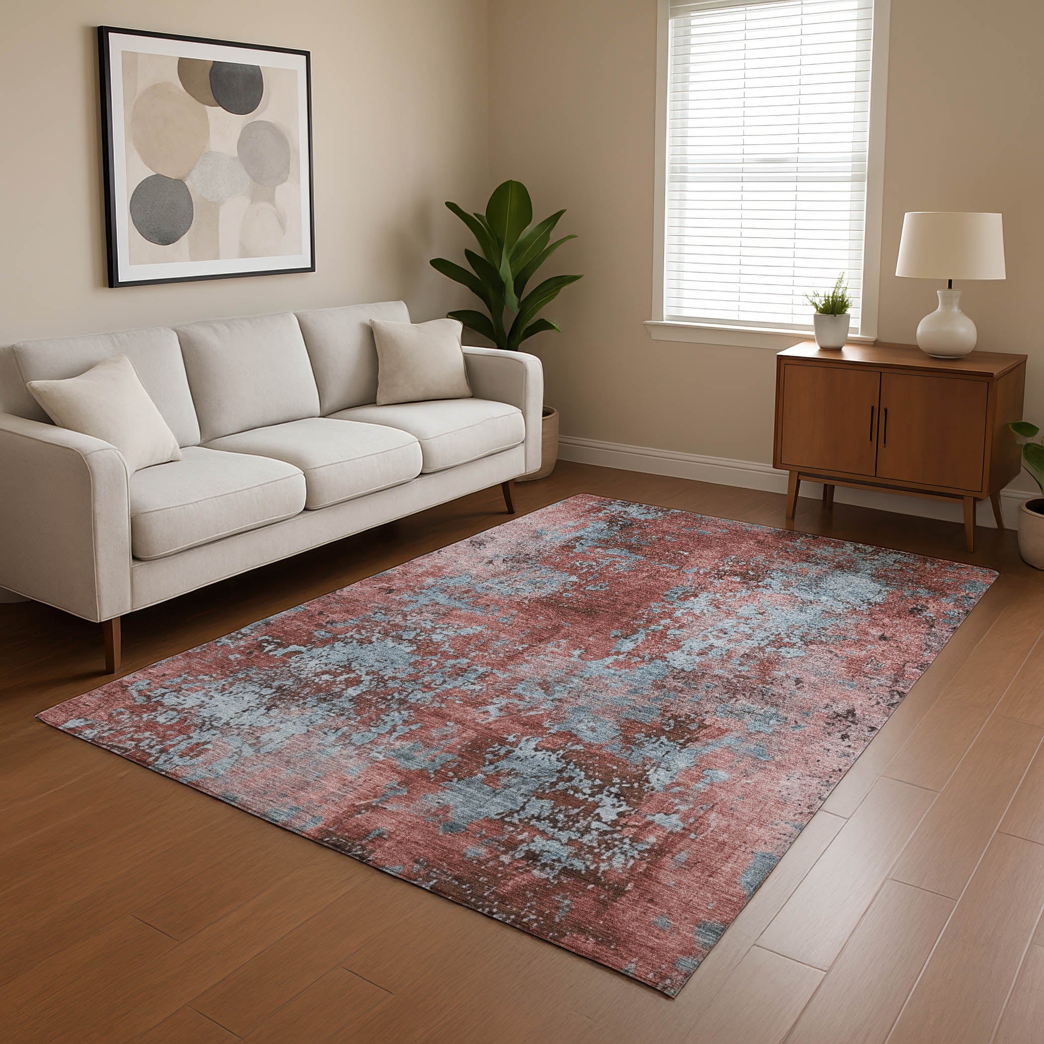 Salzburg Machine Washable Transitional Coral Orange Rug 2'6" x 3'10" #shape_Rectangle