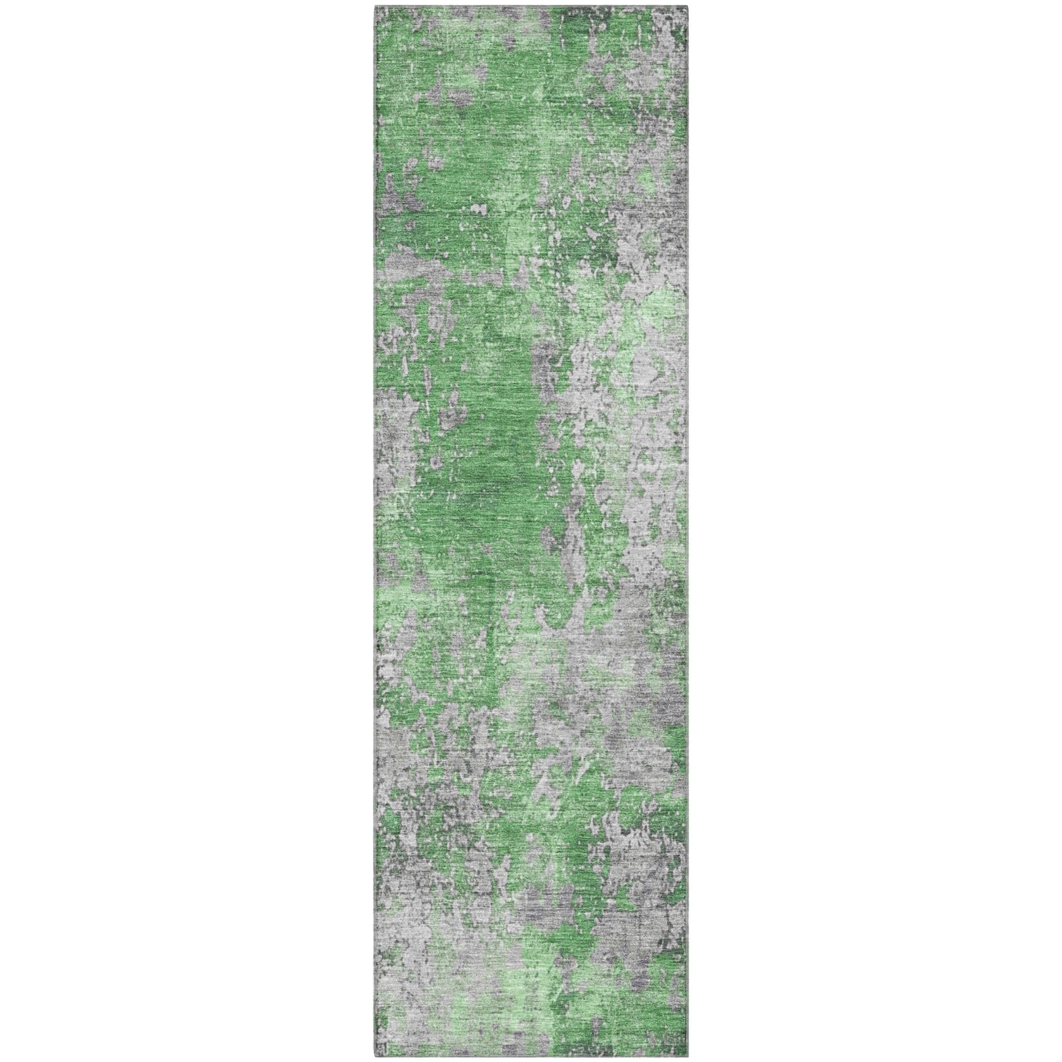 Salzburg Machine Washable Transitional Green Rug 2'3" x 7'6" #shape_Runner