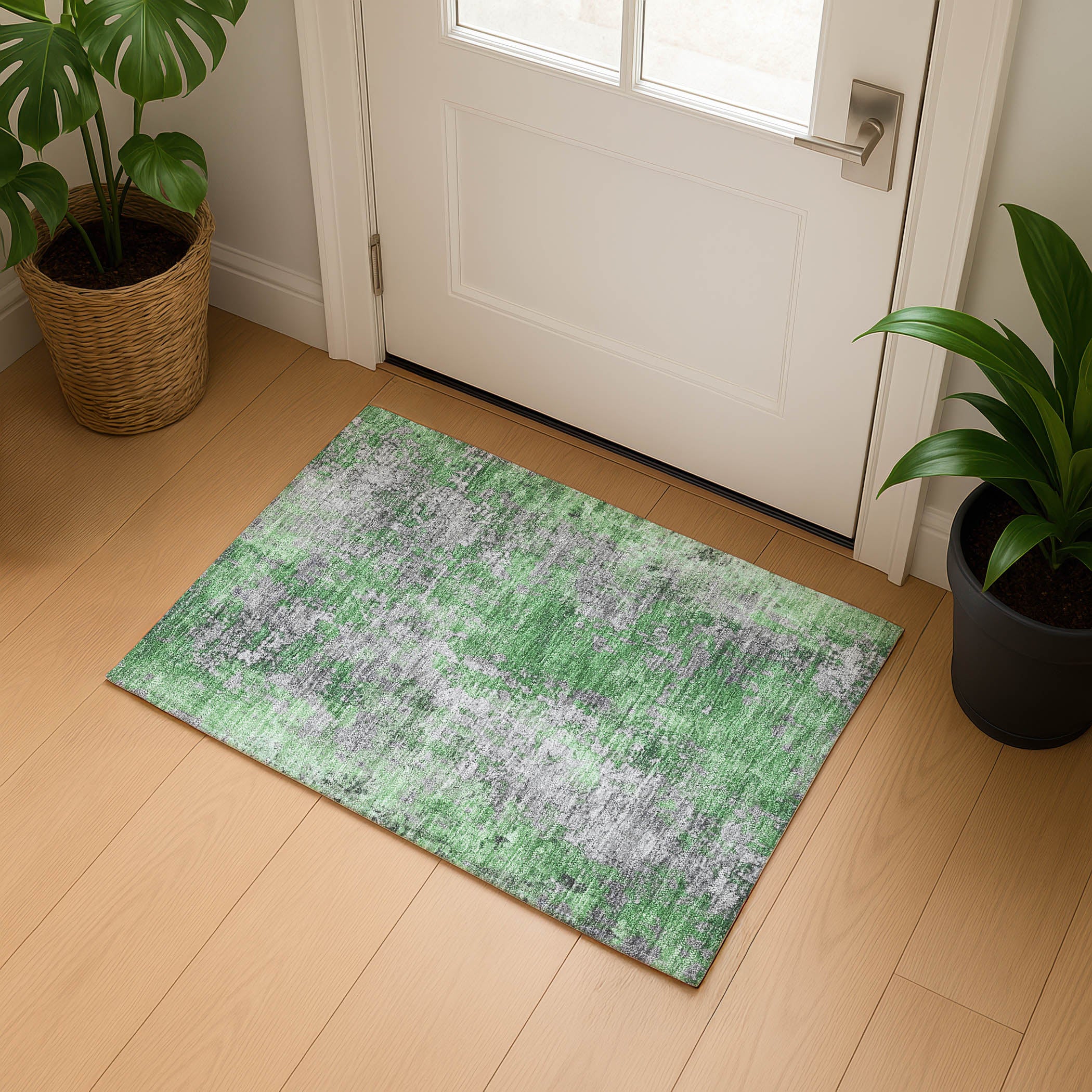 Salzburg Machine Washable Transitional Green Rug 1'8" x 2'6" #shape_Rectangle