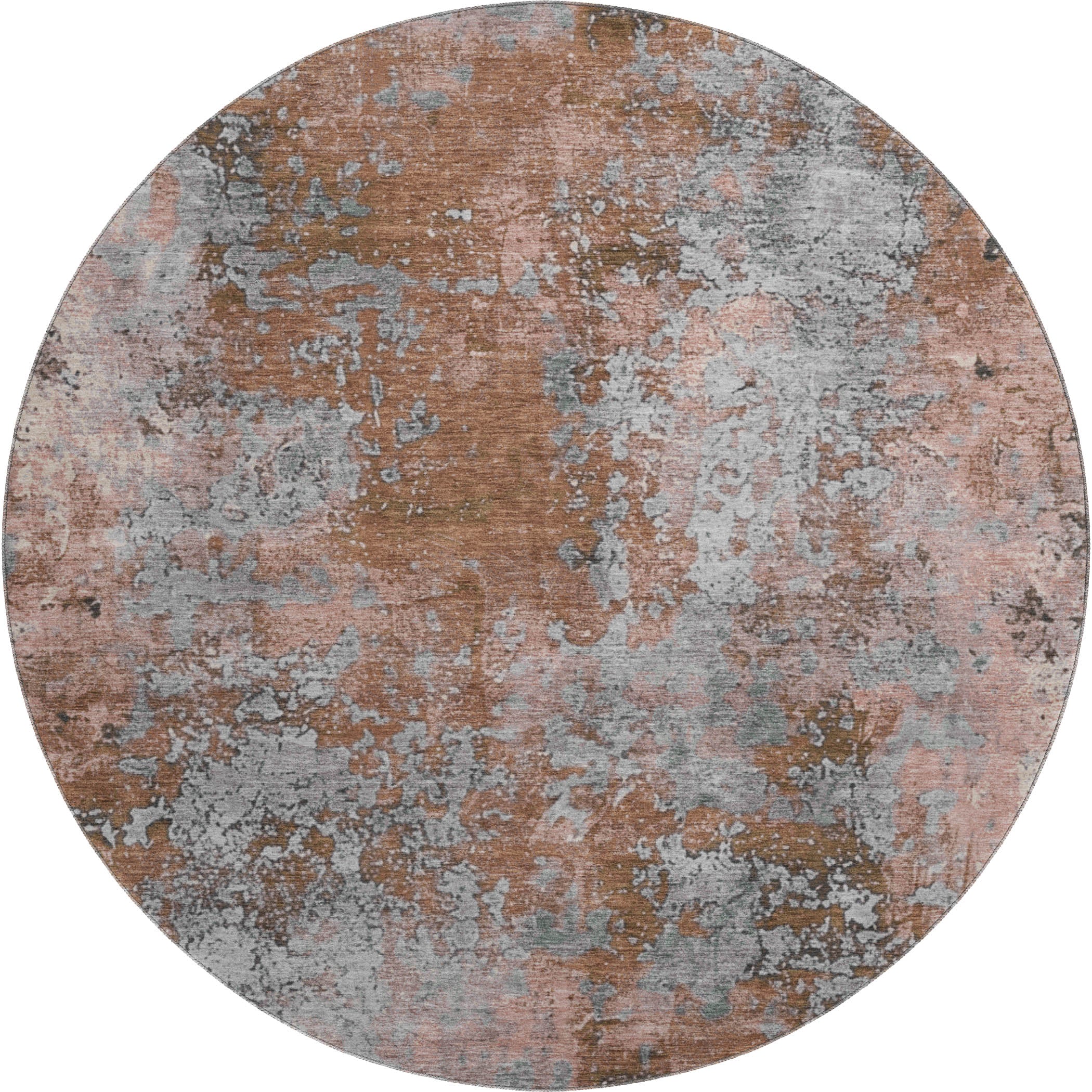 Salzburg Machine Washable Transitional Paprika Orange Rug 8' x 8' #shape_Round