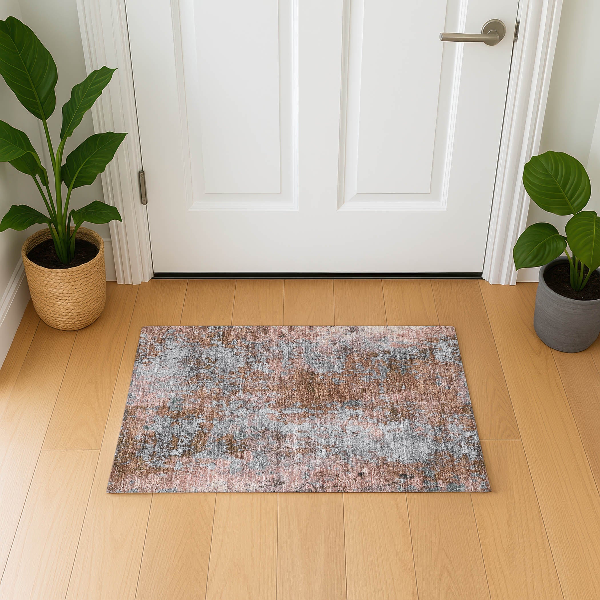 Salzburg Machine Washable Transitional Paprika Orange Rug 1'8" x 2'6" #shape_Rectangle
