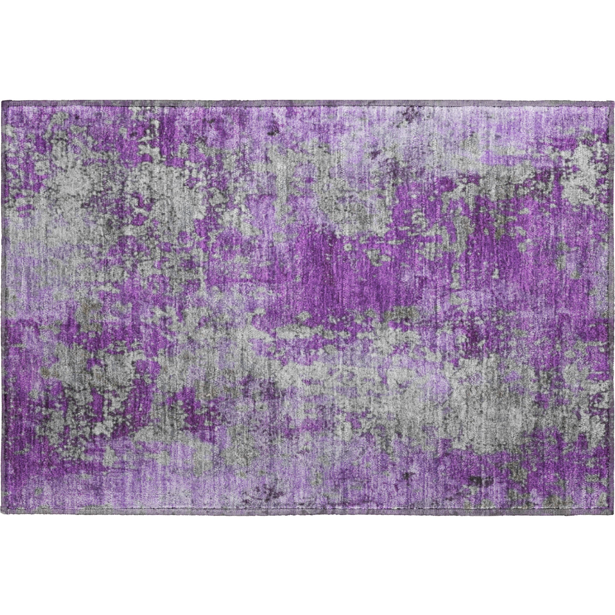 Salzburg Machine Washable Transitional Purple Rug 1'8" x 2'6" #shape_Rectangle