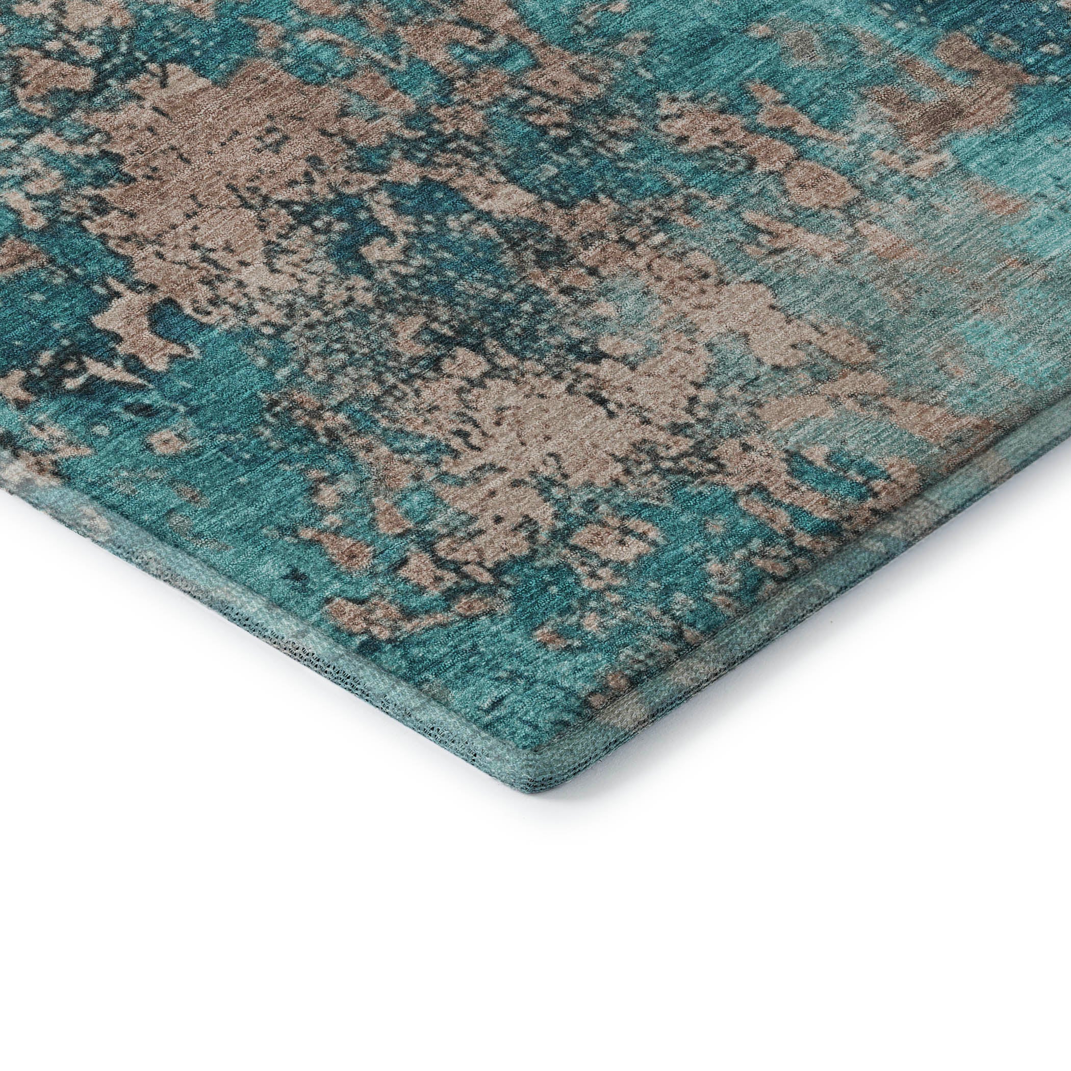 Salzburg Machine Washable Transitional Teal Rug 1'8" x 2'6" #shape_Rectangle