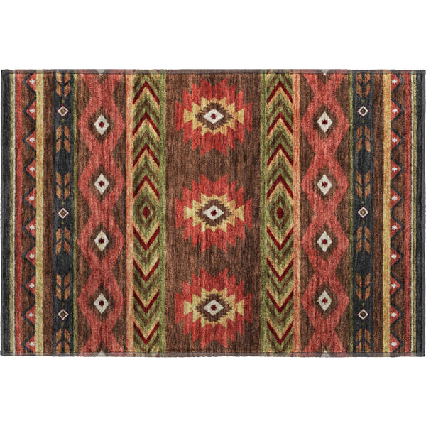 Montevideo Machine Washable Southwest Brown Rug 1'8" x 2'6"