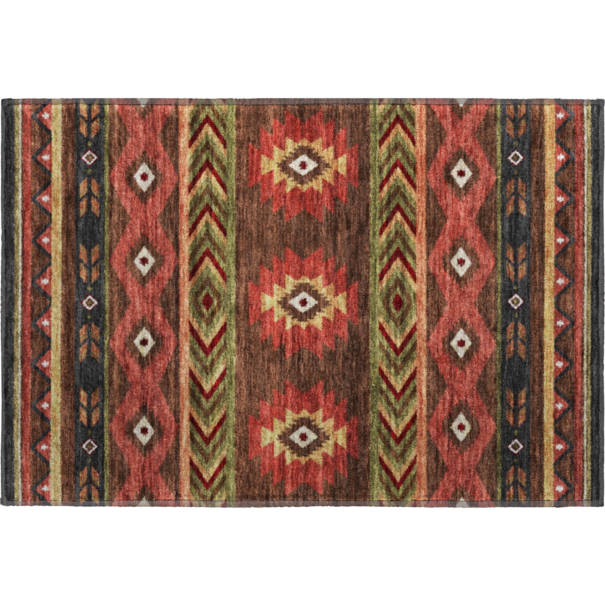 Montevideo Machine Washable Southwest Brown Rug 1'8" x 2'6" #shape_Rectangle