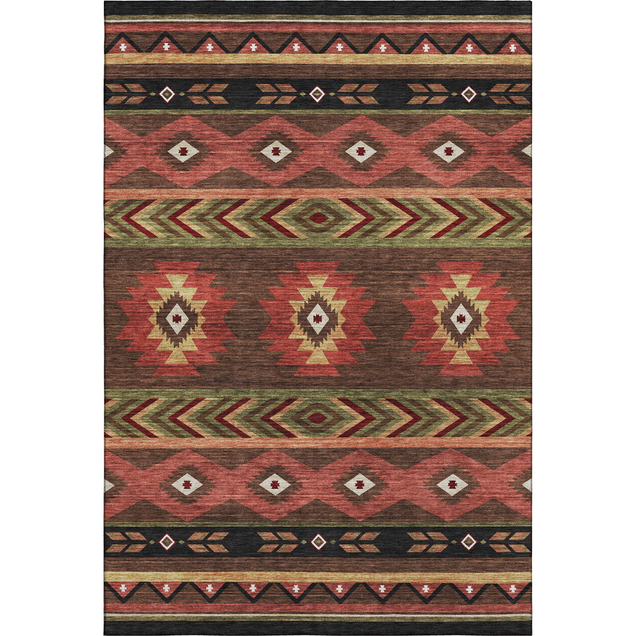 Montevideo Machine Washable Southwest Brown Rug 2'6" x 3'10" #shape_Rectangle
